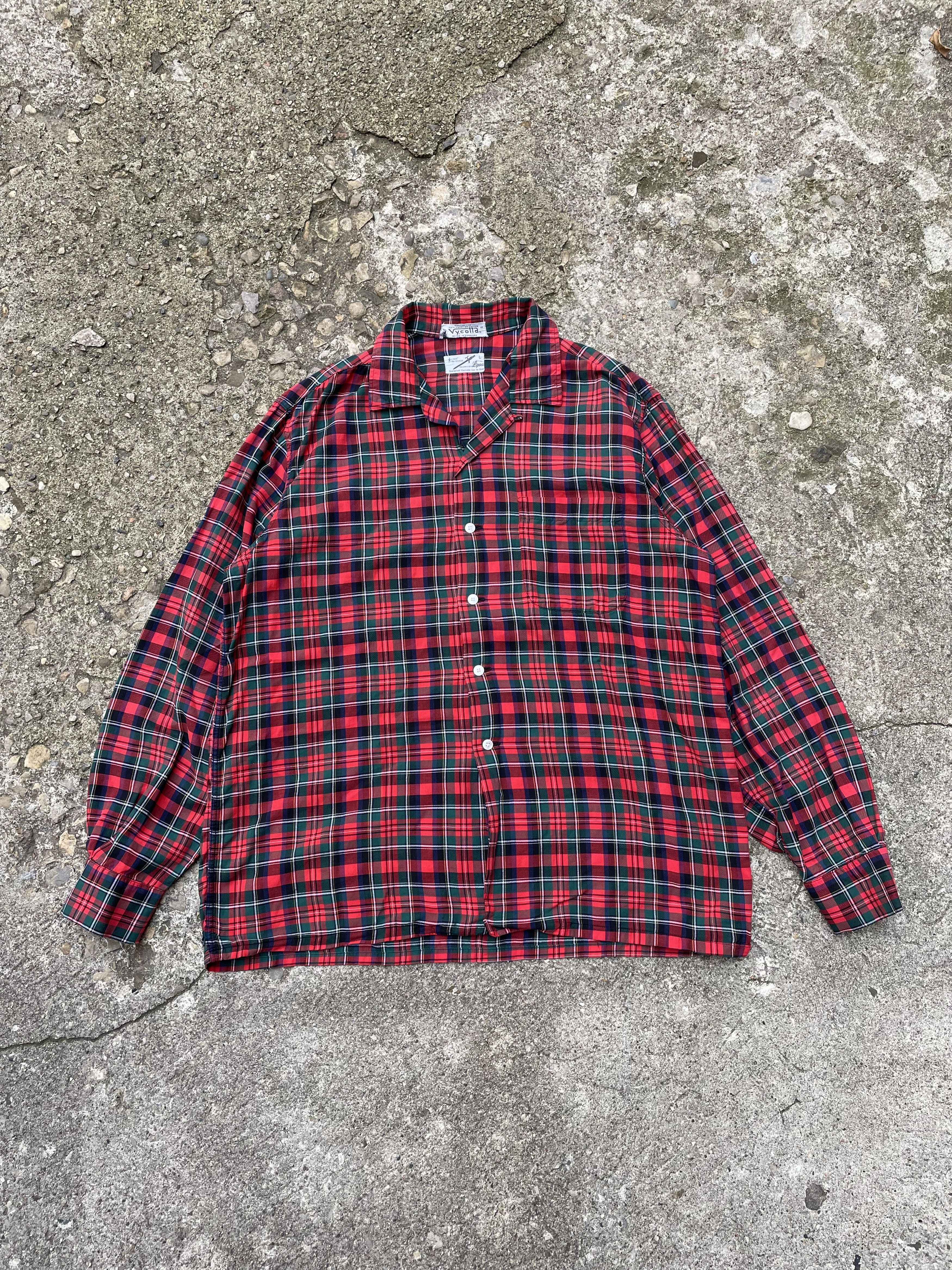 Vintage VTG 1960's Lispon Cotton Plaid Loop Collar Flannel Shirt Size US L / EU 52-54 / 3 - 1 Thumbnail
