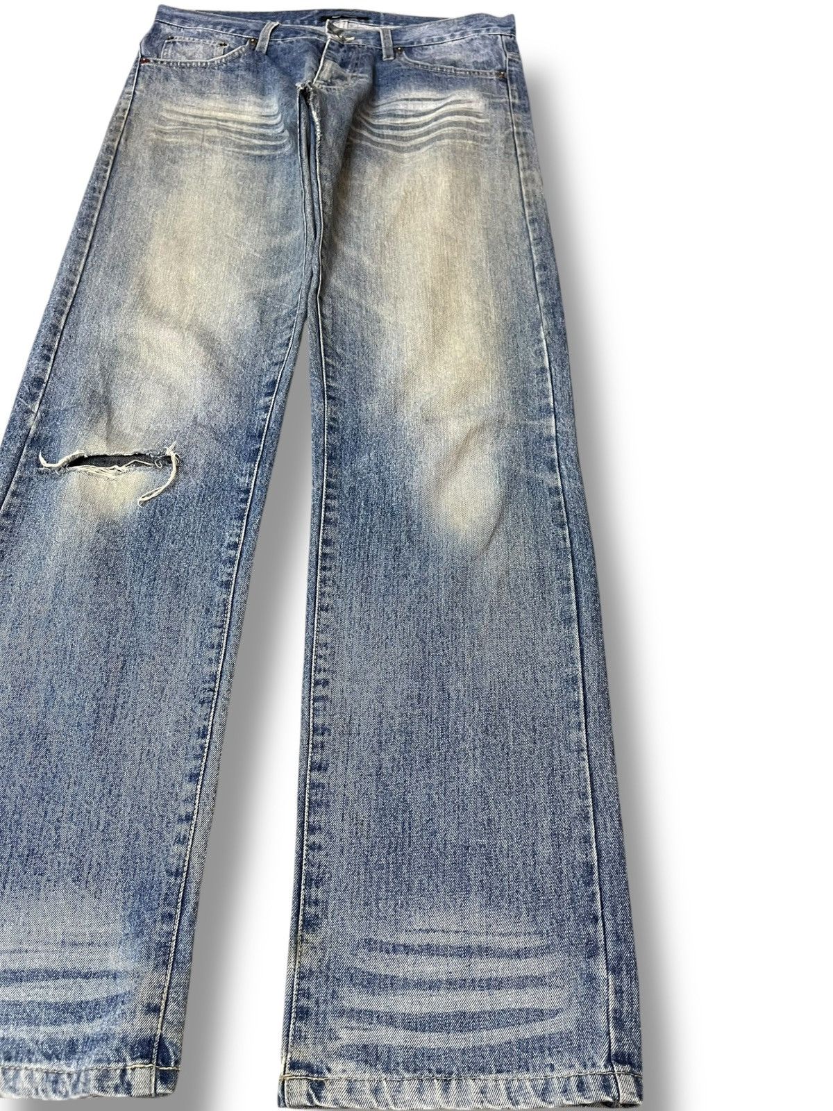 Le Grande Bleu (L.G.B.) Vintage Double Focus Faded Distressed Denim Size US 33 - 4 Thumbnail