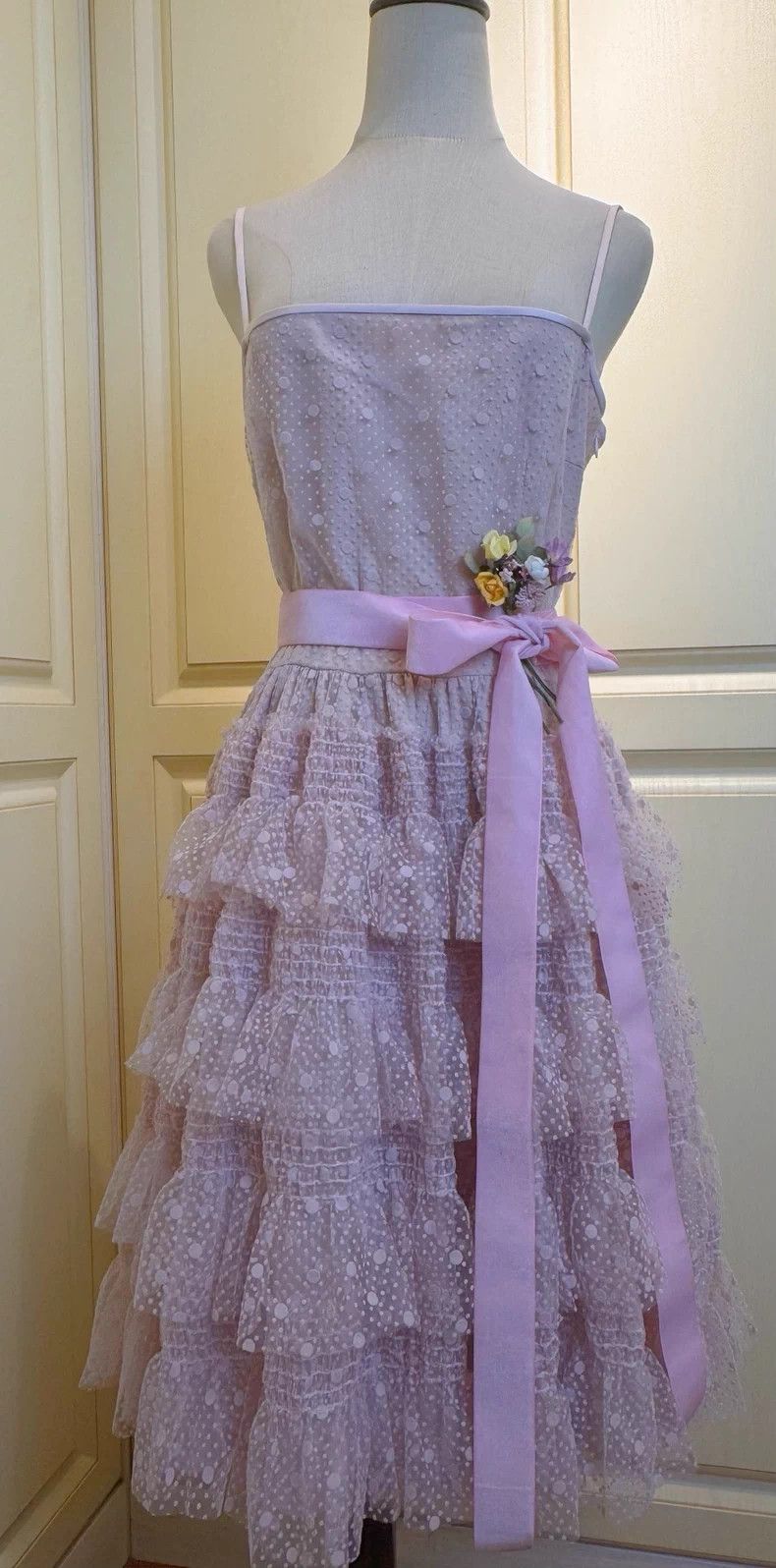 Valentino Valentino Lace flocked pink multi-layered princess dress Size M / US 6-8 / IT 42-44 - 5 Thumbnail