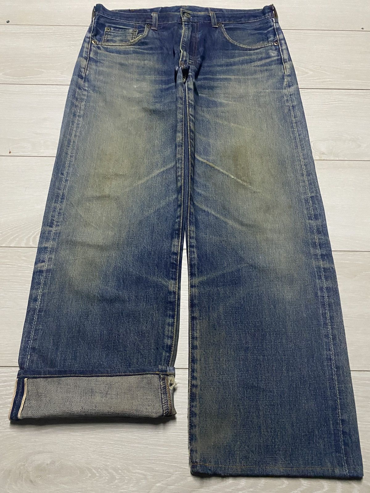 Levi's Levis 502 Big E Selvedge Talon Zip Distressed Baggy Jeans Size US 34 / EU 50 - 1 Thumbnail