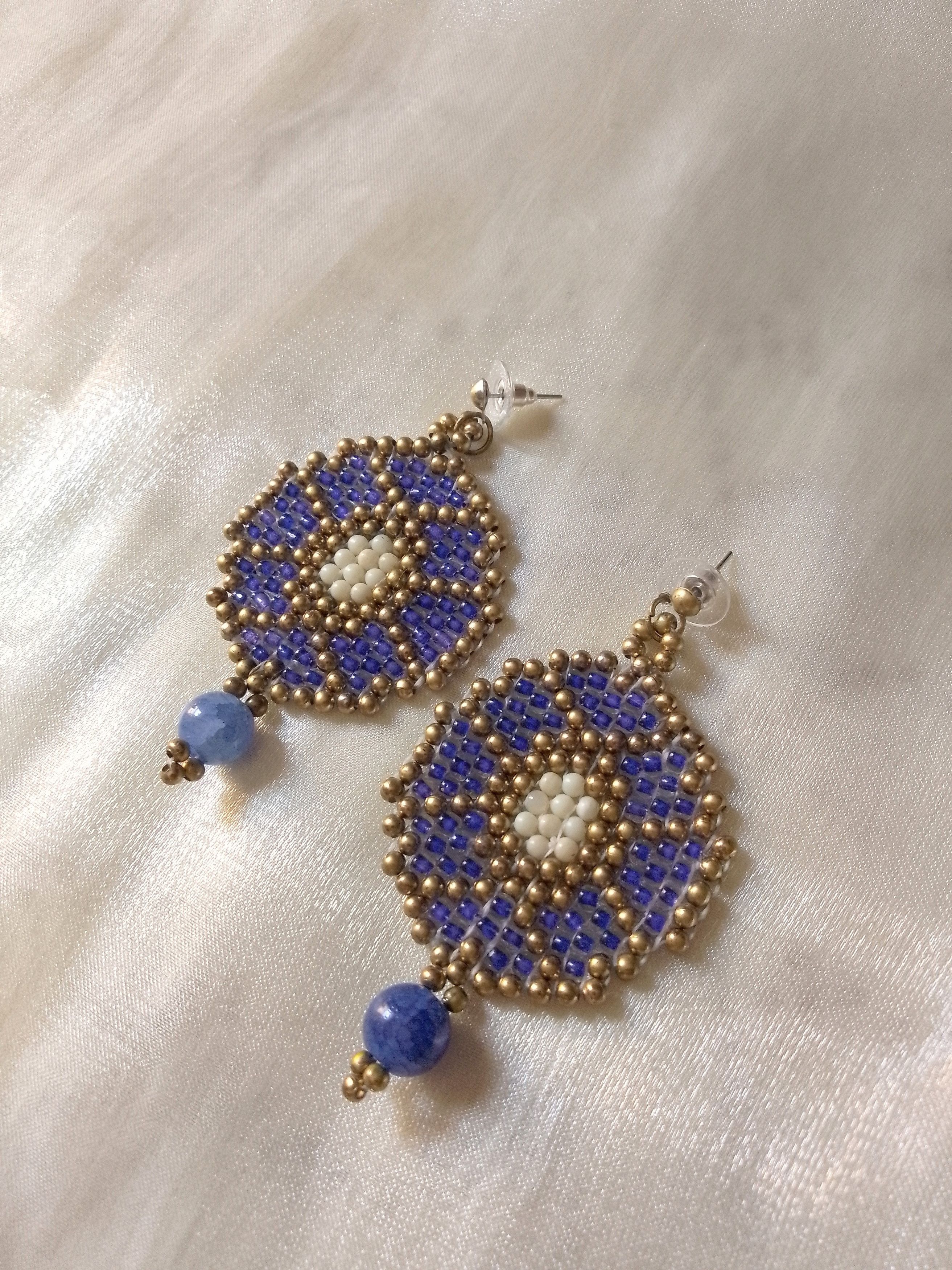 Handmade Earrings Ethnic style Blue sodalite natural gemstones Size ONE SIZE - 3 Thumbnail