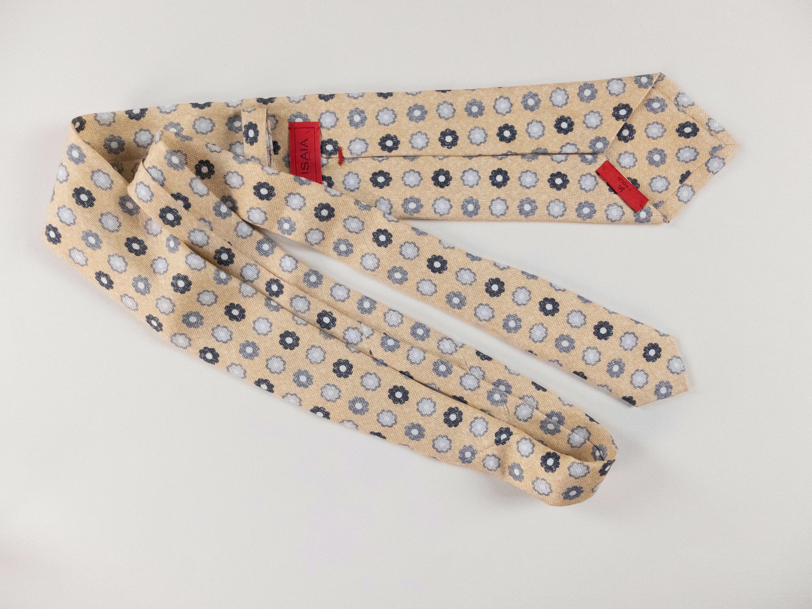 Isaia ISAIA Napoli hand made yellow floral linen silk blend tie Size ONE SIZE - 2 Thumbnail