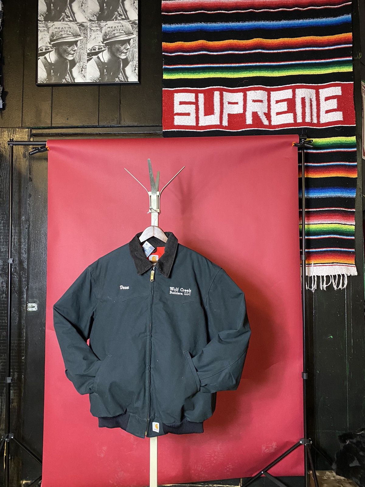 Carhartt × Vintage Vintage 90s Black Carhartt Santa Fe Red Lined 
