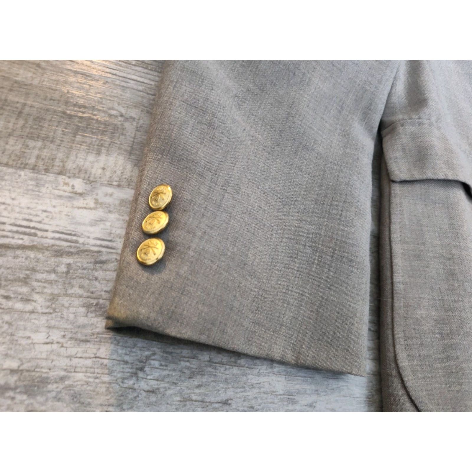 Orvis Orvis Blazer Sport Coat Jacket Three-Button Gold Buttons USA Made 44L Gray Men Size 44L - 5 Thumbnail