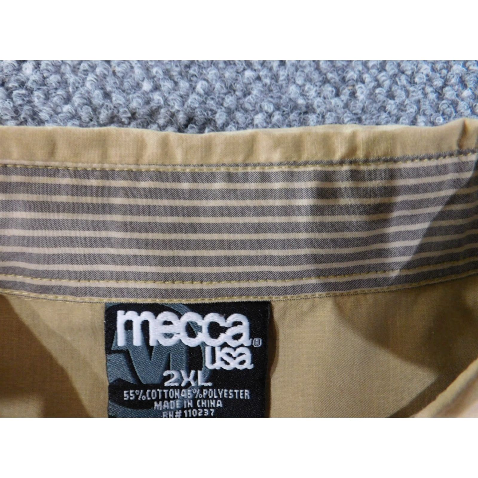 Vintage Mecca Shirt XXL Beige Men Button-Up Long Sleeve Collared 90s Vintage Classic Casual Button-Down Knit Cotton Size US XXL / EU 58 / 5 - 6 Thumbnail