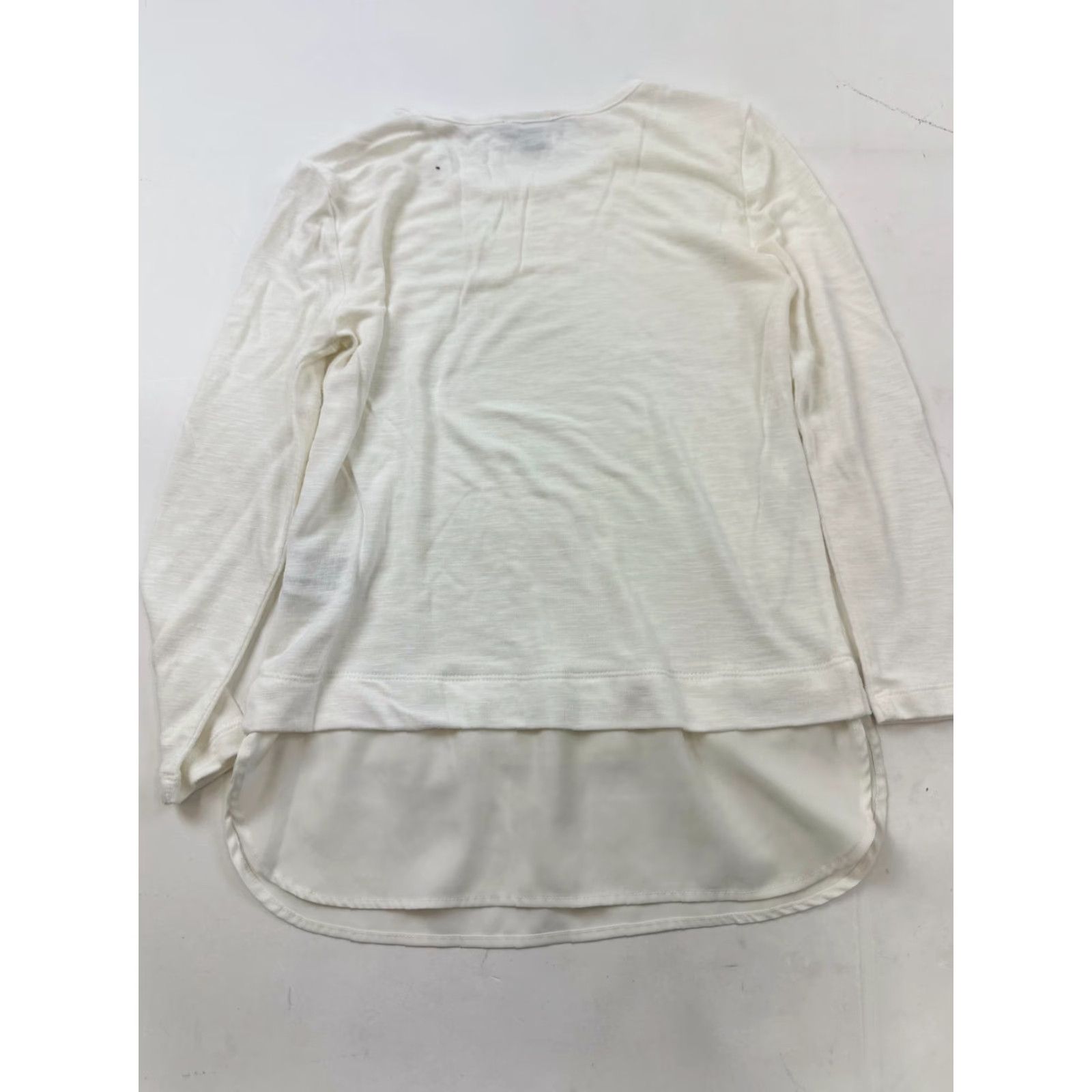 J.Crew J.Crew Top Womens 2XS Ivory Long Sleeve Blouse Silky Viscose Hem Casual Pullover Round Neck Merch Mercantile Womens 2XS Ivory Blouse Size XXS / US 00 / IT 34 - 2 Thumbnail