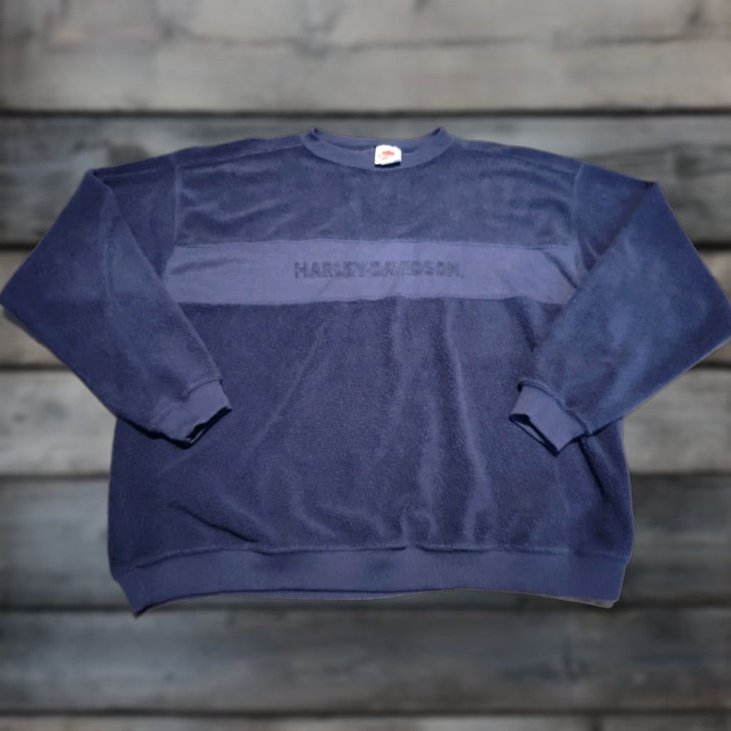 Harley Davidson VINTAGE Harley-Davidson Sweatshirt Blue XL Embroidered Terry Cloth Size US XL / EU 56 / 4 - 1 Thumbnail