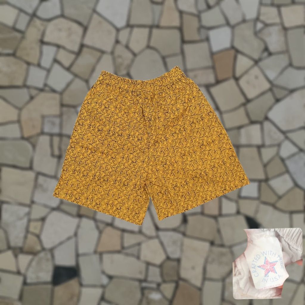 Vintage VINTAGE 80s Abstract Geometric High Waisted Paperbag Shorts Womens S Yellow Size 28" / US 6 / IT 42 - 1 Thumbnail