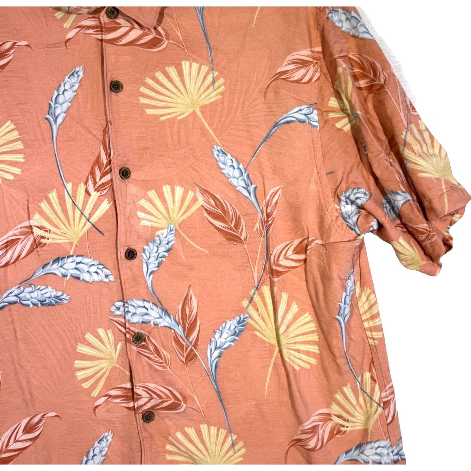 Tommy Bahama Tommy Bahama Silk Shirt Men’s XL Orange Floral Print Short Sleeve Button-Up Shirt Size US XL / EU 56 / 4 - 5 Thumbnail