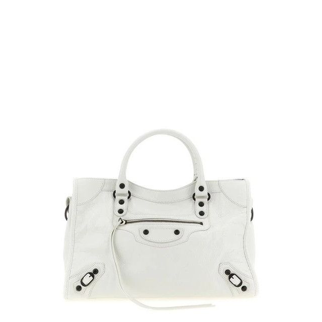 BALENCIAGA Le City Medium $2990 White Top Handle Bag New & A