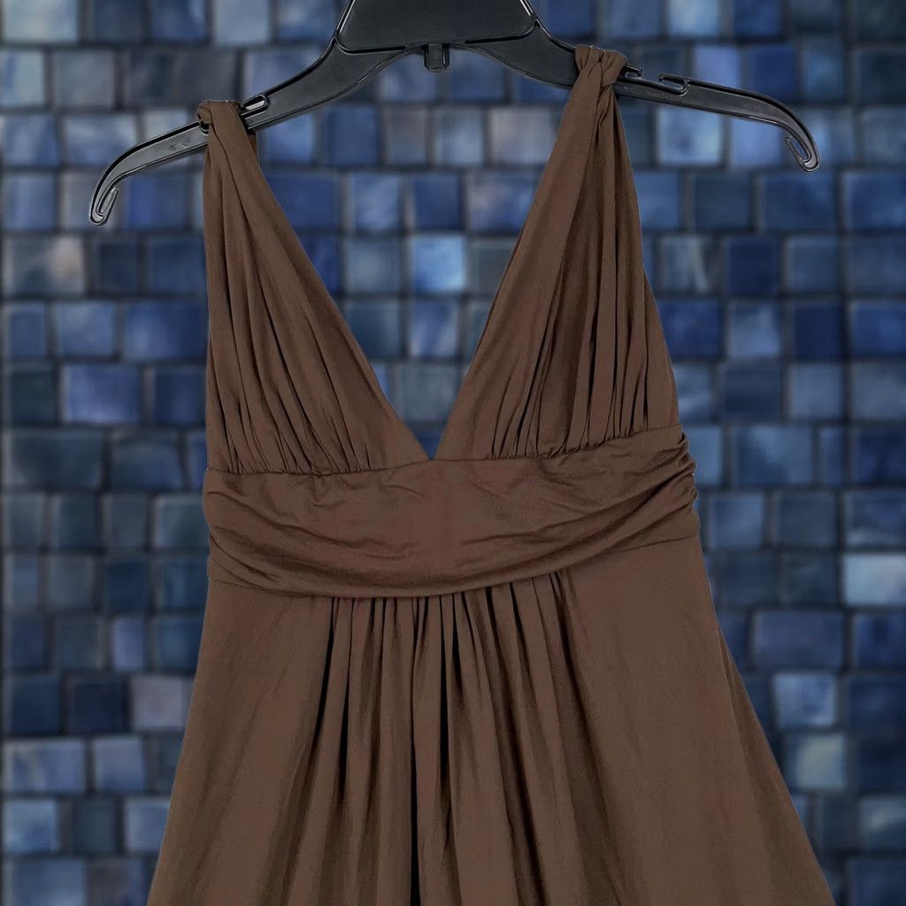 Vintage Carmen Marc Valvo Swim Dress Womens XSmall Brown Halter Empire Waist Cover Up Size XS / US 0-2 / IT 36-38 - 1 Thumbnail