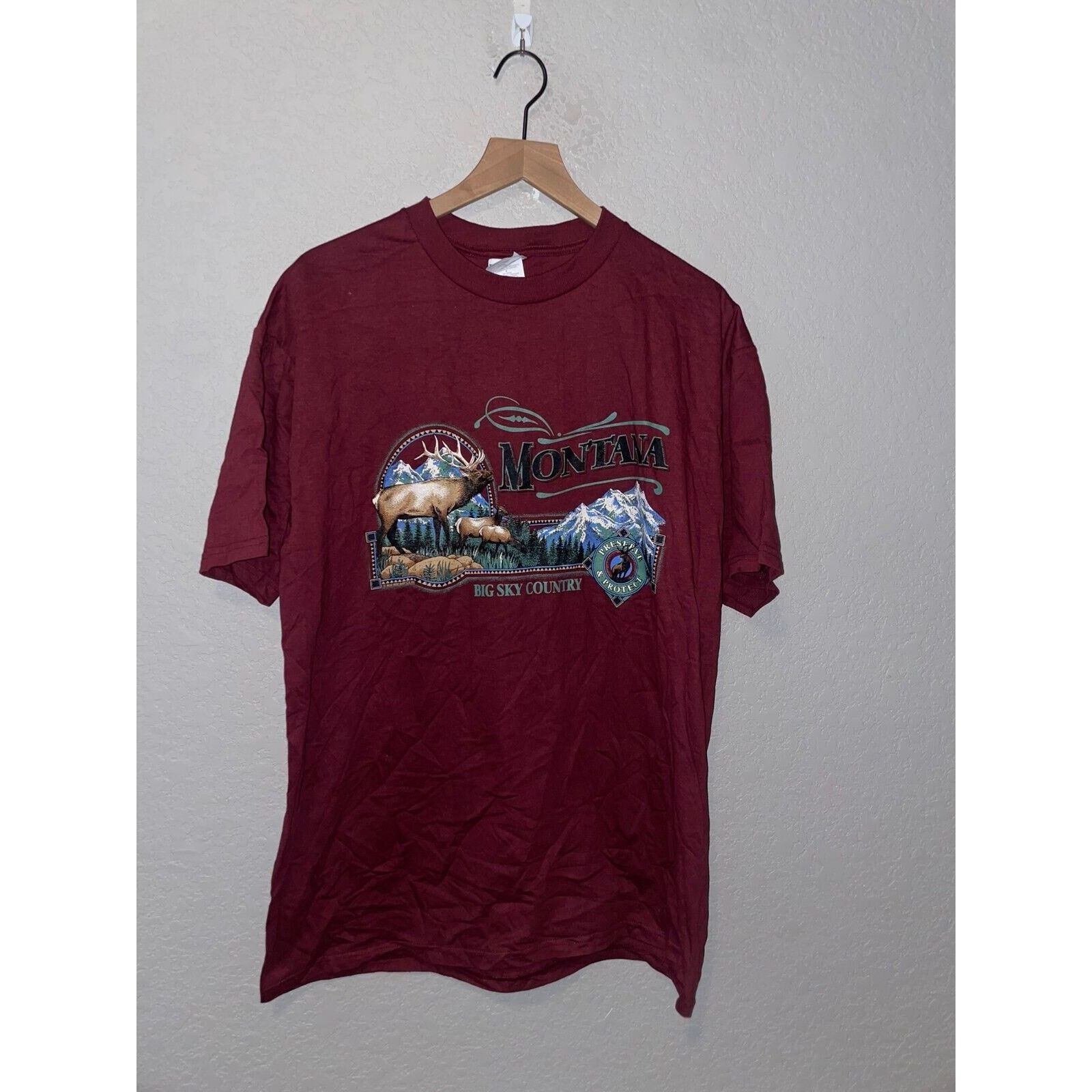 Jerzees Vintage Montana Big Sky Country Shirt Tee Elk Deer VTG 90s L Size US L / EU 52-54 / 3 - 1 Thumbnail