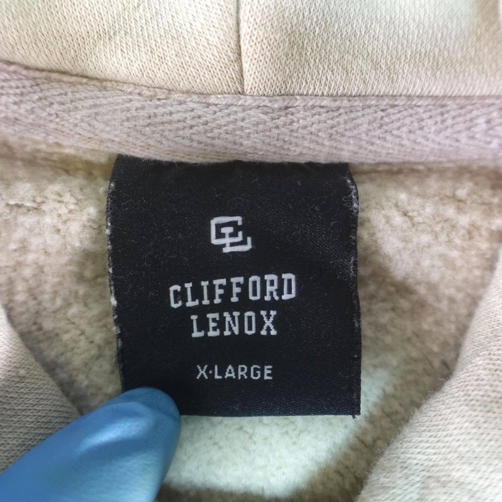 Vintage Clifford Lenox Hoodie Mens XL Beige Pullover Fleece Logo Sweatshirt Pockets Hooded with Drawstring Size US XL / EU 56 / 4 - 4 Thumbnail