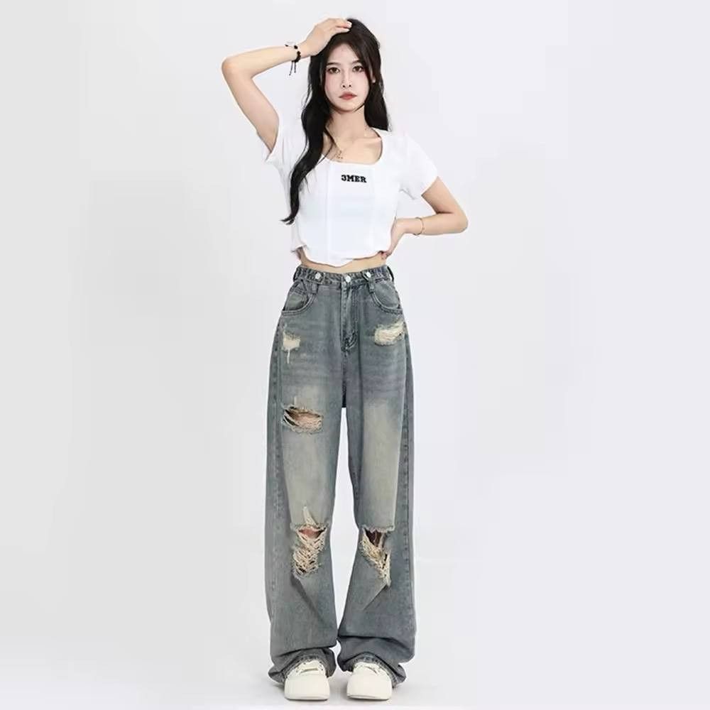 Japanese Brand × Vintage high-waisted jeans with holes in them Size 30" / US 8 / IT 44 - 2 Thumbnail
