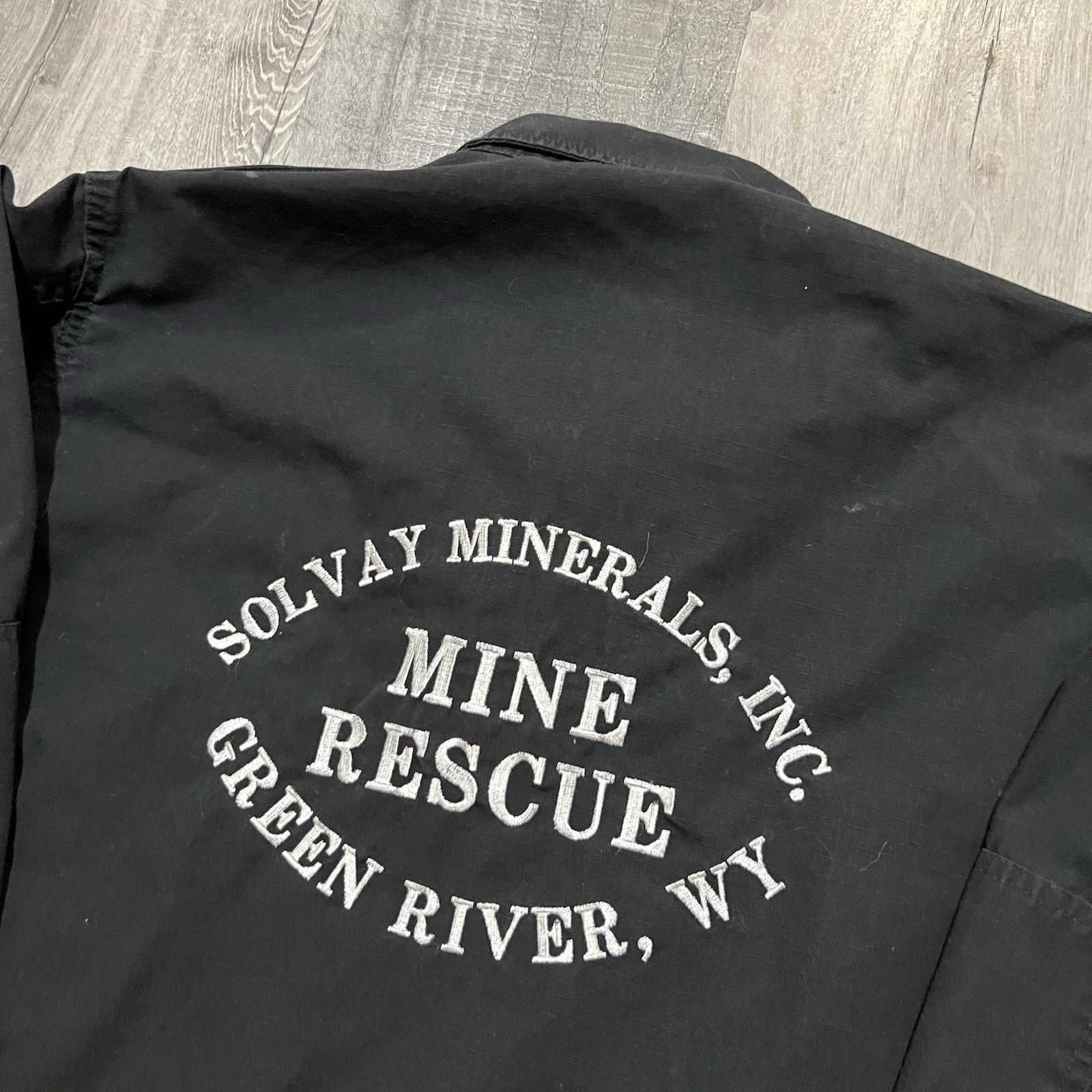 Other VTG Wyoming Mine Rescue Black Military Cotton Shirt Solvay Size US L / EU 52-54 / 3 - 4 Thumbnail