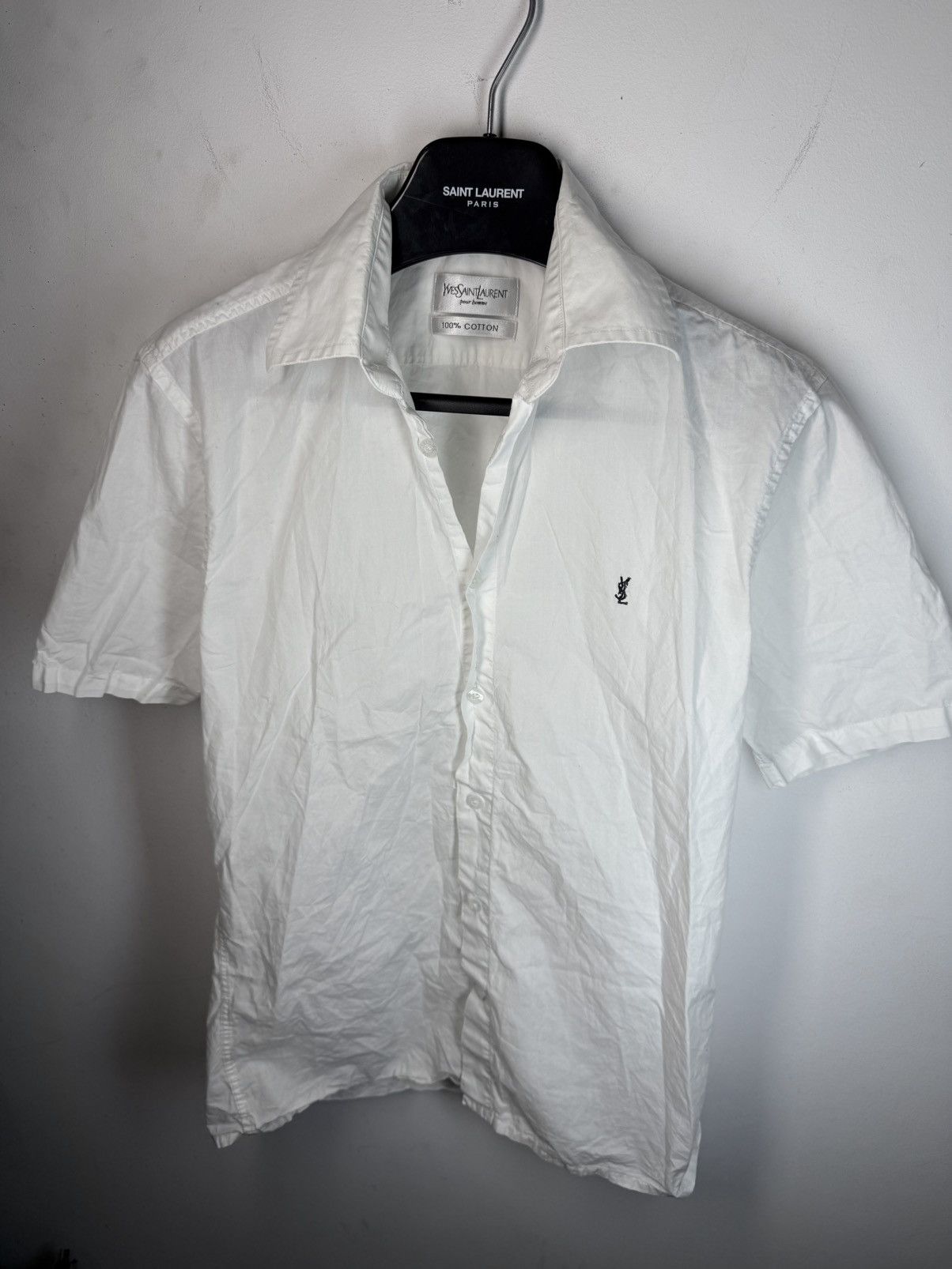 Yves Saint Laurent White YSL Shirt Summer Cotton Size US S / EU 44-46 / 1 - 16 Thumbnail