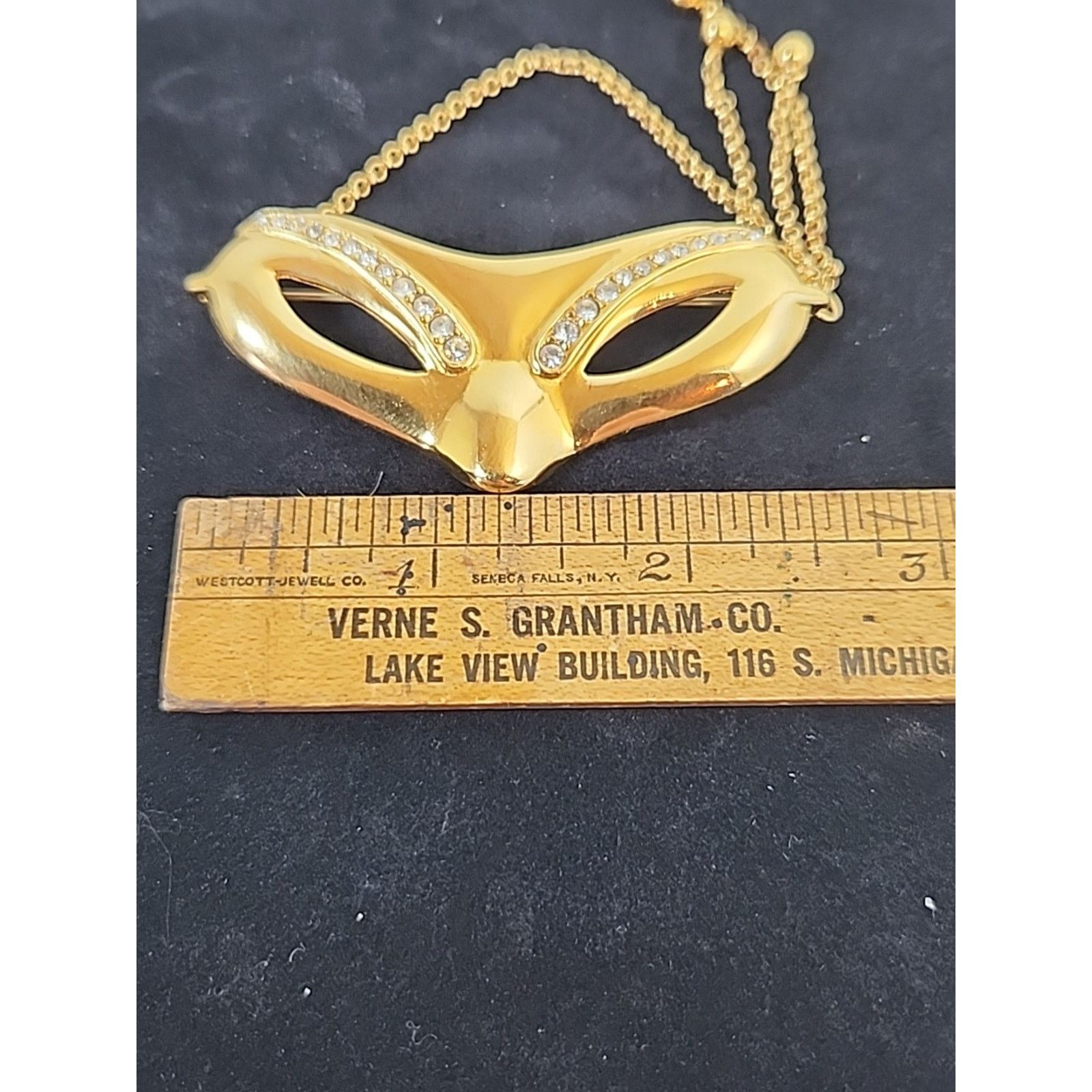 Monet Vintage Signed Monet Gold Tone Rhinestone Mask Pin Brooch Size ONE SIZE - 5 Thumbnail