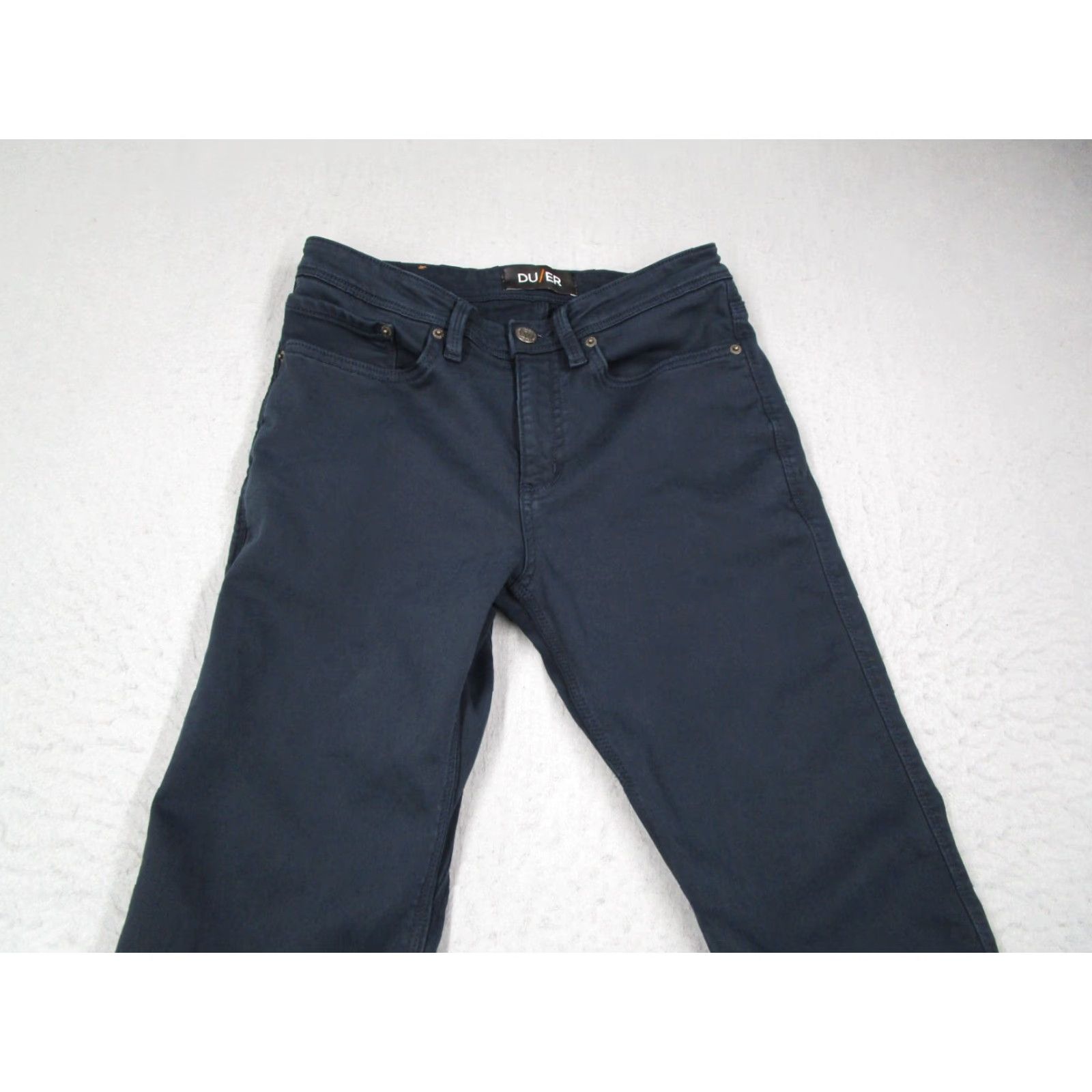 Vintage DU/ER Pants Mens Slim Fit Taper Blue 30x32 Chino Canvas Cotton Blend Work Travel Pockets Zipper Logo Front Flat Front 30W 32L Mens Size US 30 / EU 46 - 2 Thumbnail