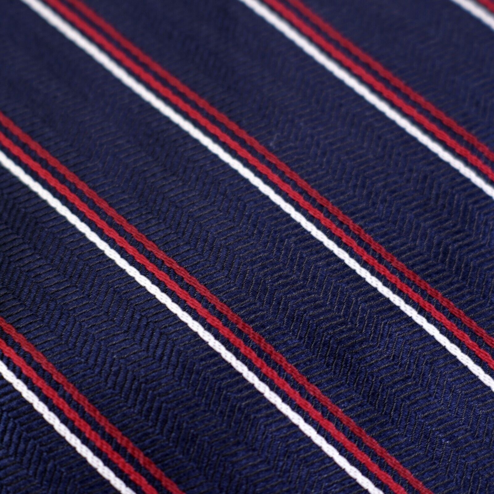 Designer Career Cravats Blue Red Striped Woven Polyester Long Tie Size ONE SIZE - 2 Thumbnail