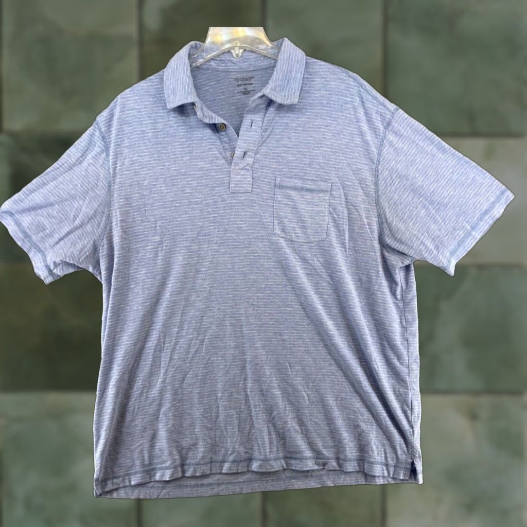 Roundtree & Yorke Roundtree & Yorke Polo Shirt Mens XL Blue Striped Polo Size US XL / EU 56 / 4 - 1 Thumbnail
