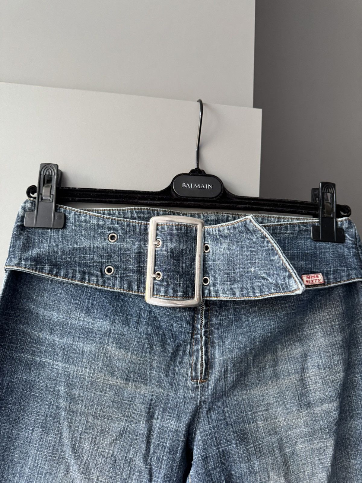 Japanese Brand 🚨Vintage Y2K Miss Sixty Flared Belt Pants Streetwear 90s Size 31" - 2 Thumbnail