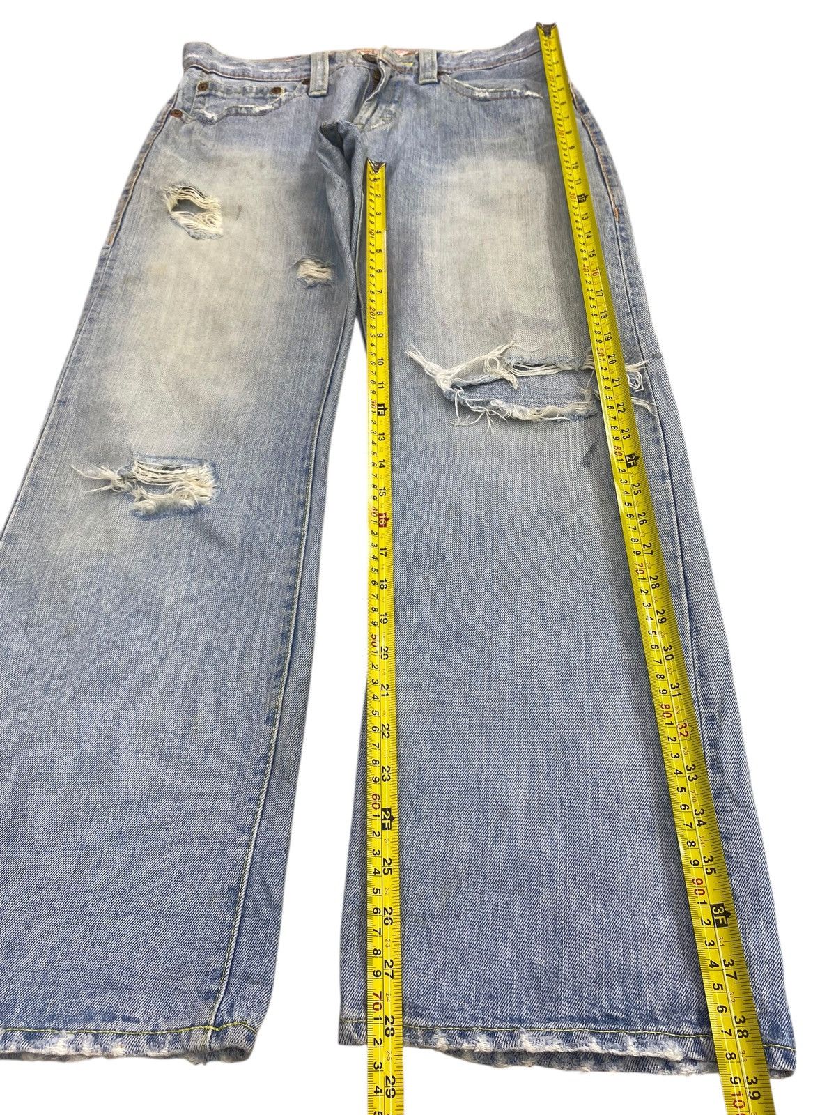 Japanese Brand Japanese Brand Acid Blue Wash Style Distressed Jeans Size US 32 / EU 48 - 8 Thumbnail