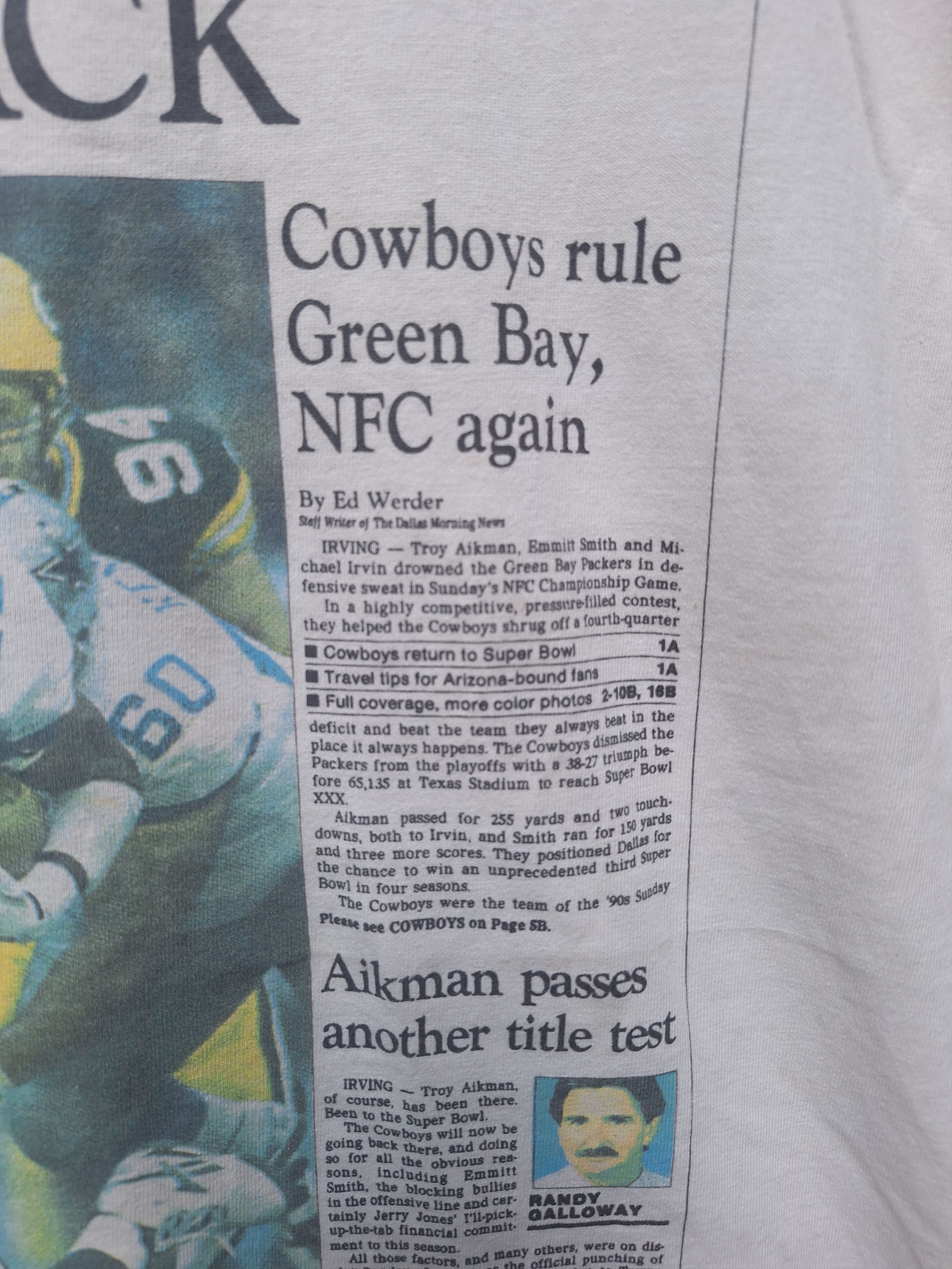 Band Tees × Vintage Dallas Cowboys newspaper print tee shirt Size US XL / EU 56 / 4 - 6 Thumbnail