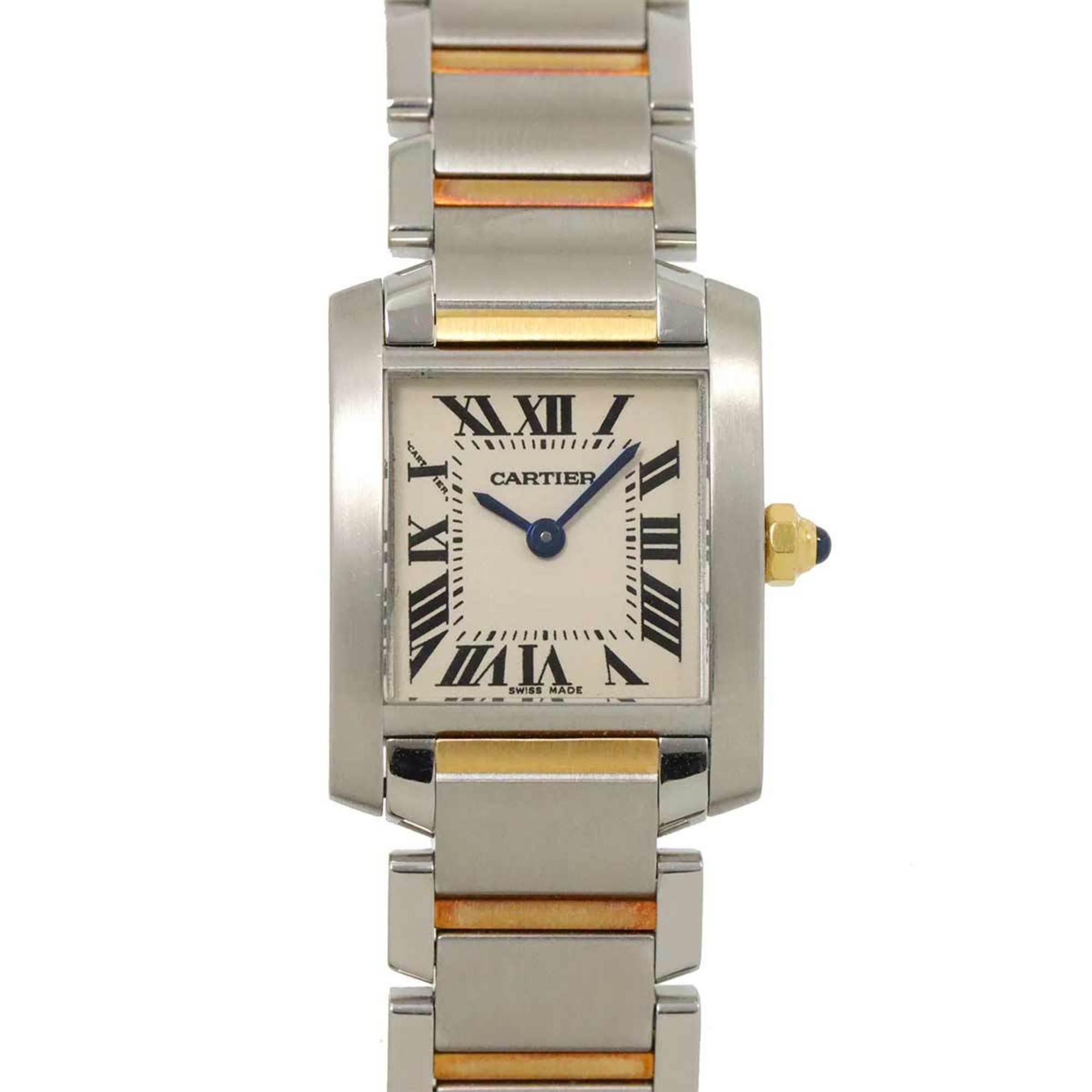 Cartier Tank Francaise Sm Combi W51007Q4 Women's Watch Ivory K18Yg Yellow Gold Quartz in Beige