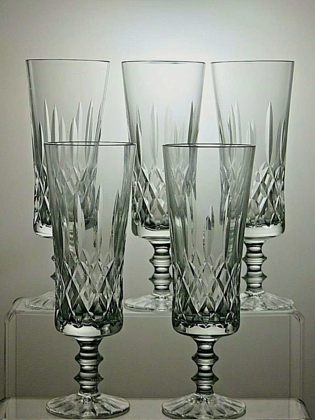 The Unbranded Brand Cut Glass Lead Crystal Set Of 5 Champagne Flutes 7 1/4" Size ONE SIZE - 1 Thumbnail