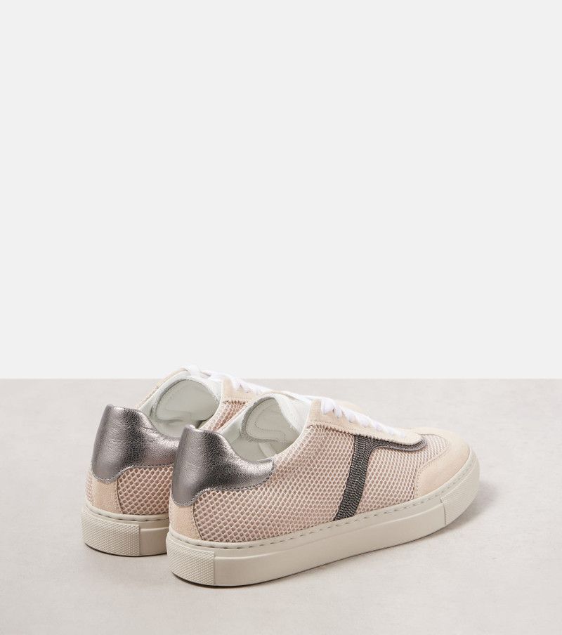 Brunello Cucinelli o1s1wg110526 Monili Chain-Detail Leather Sneakers Neutrals Size US 8.5 / IT 38.5 - 2 Thumbnail