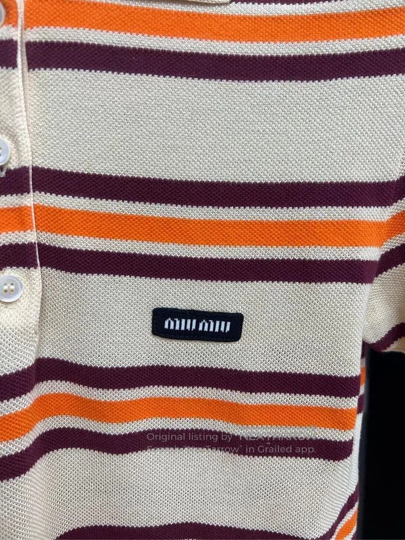 Miu Miu MiuMiu Orange Brown Striped Polo Shirt. Size US M / EU 48-50 / 2 - 3 Thumbnail