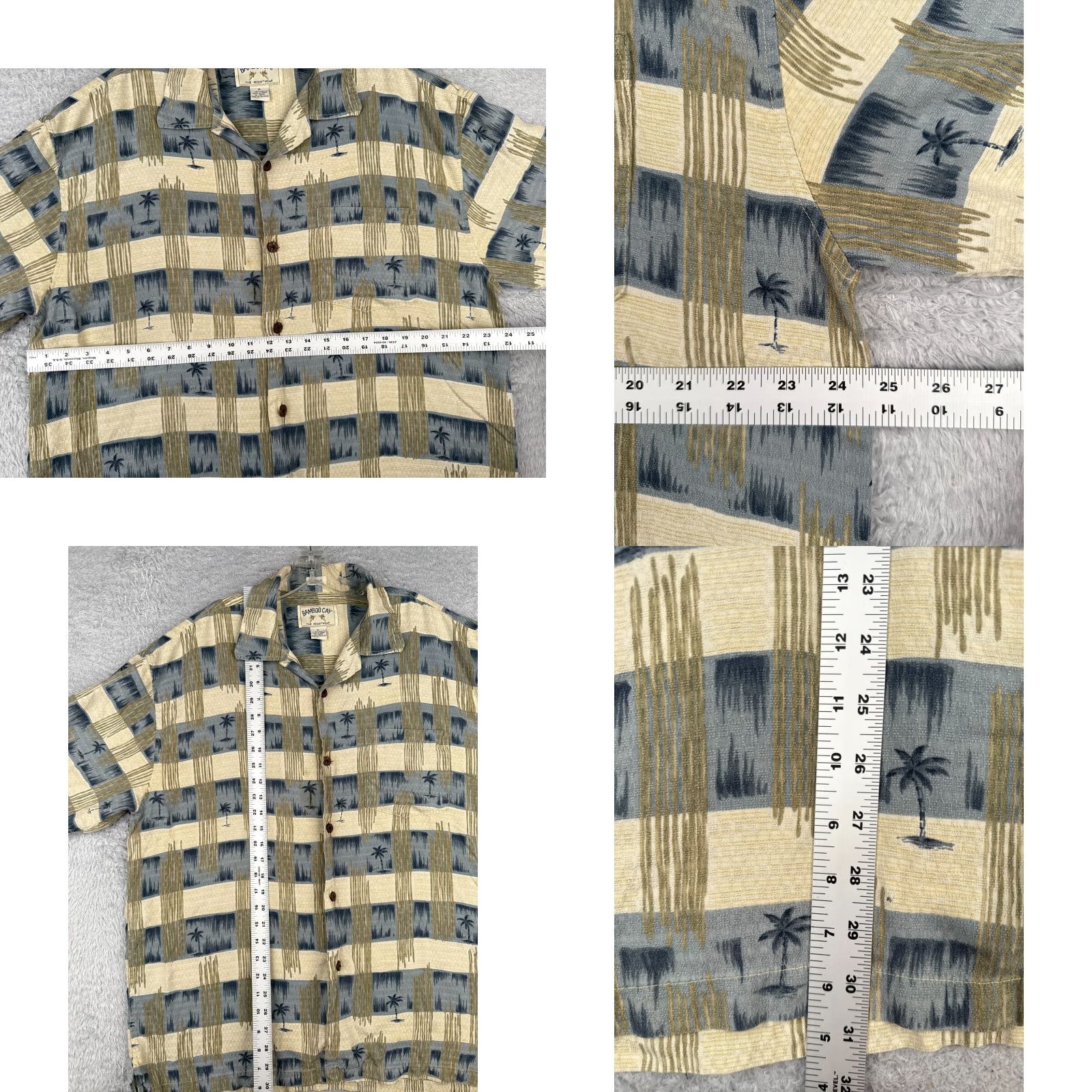 Vintage VINTAGE Bamboo Cay Shirt Adult XL Blue Ivory Stripe Palm Silk Hawaiian READ Size US XL / EU 56 / 4 - 8 Thumbnail