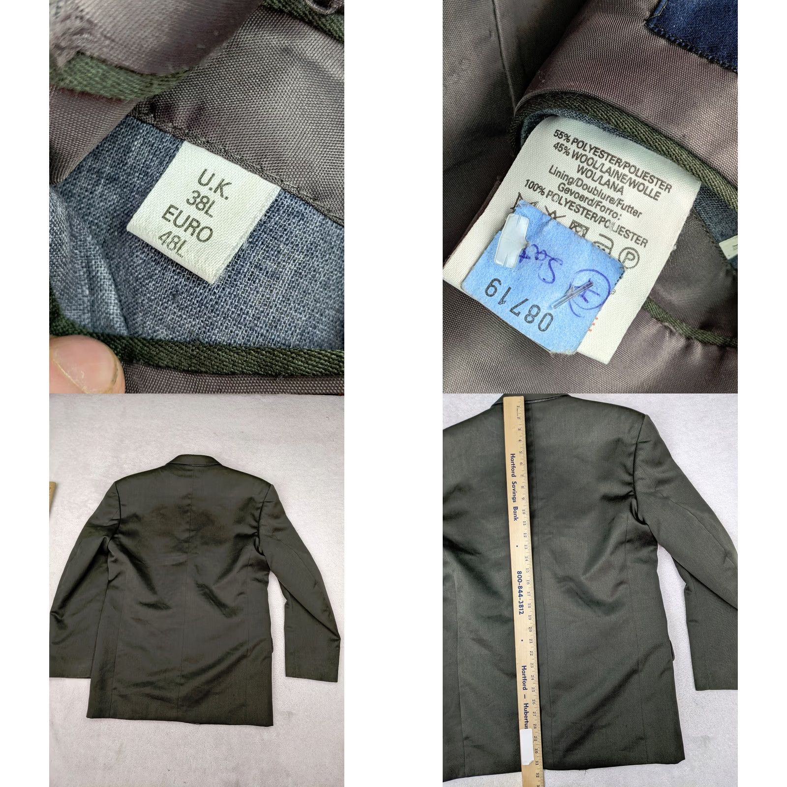 Burton Burton Blazer Jacket Mens 38L Gray Wool Blend Double-Breasted 4-Button Peak Lapel Shirt Coat Coat? Size 38R - 8 Thumbnail