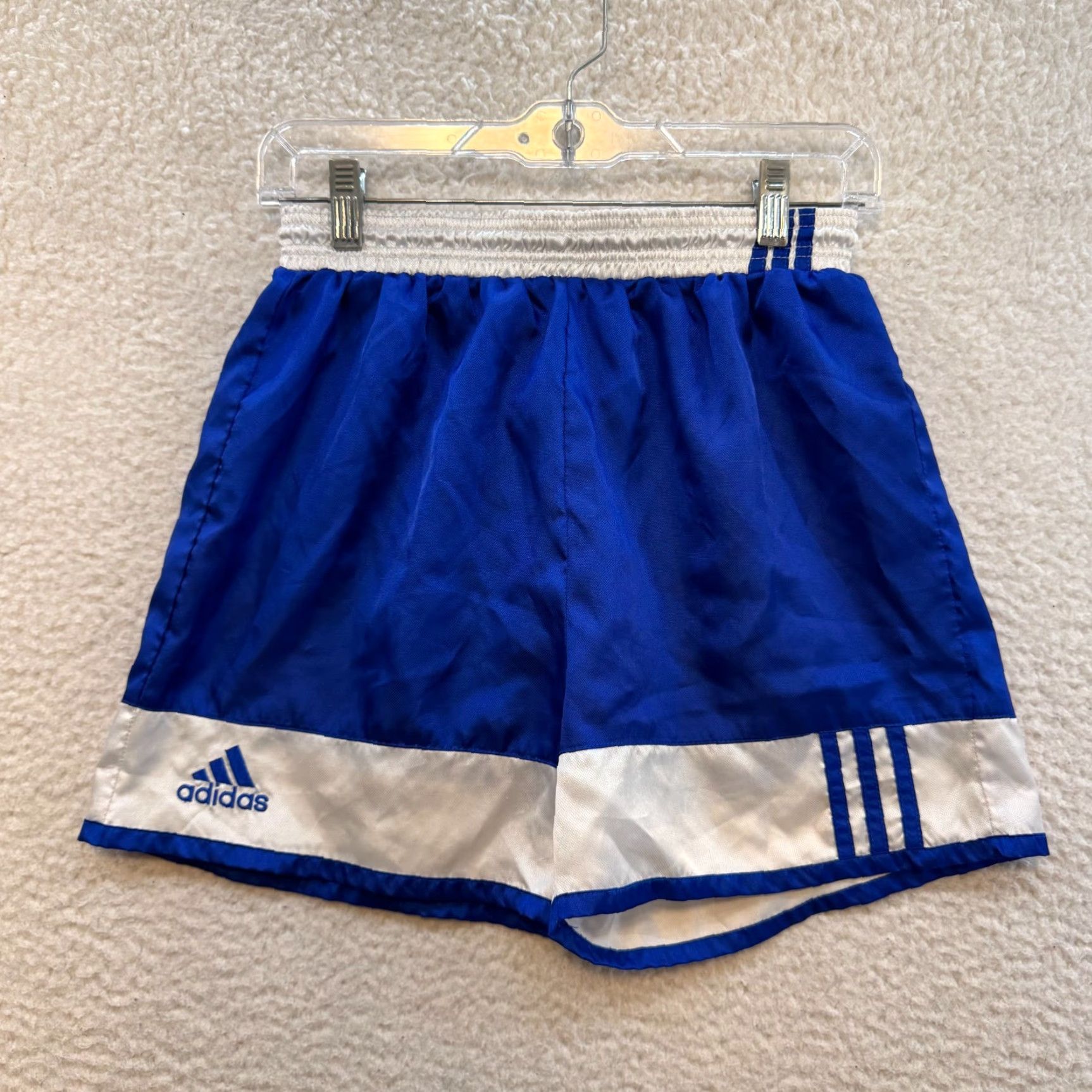 Adidas VINTAGE Adidas Soccer Shorts XS Boys Girls Royal Blue Sporty Stripe Y2K Cyber Grunge Size 26" / US 2 / IT 38 - 2 Thumbnail
