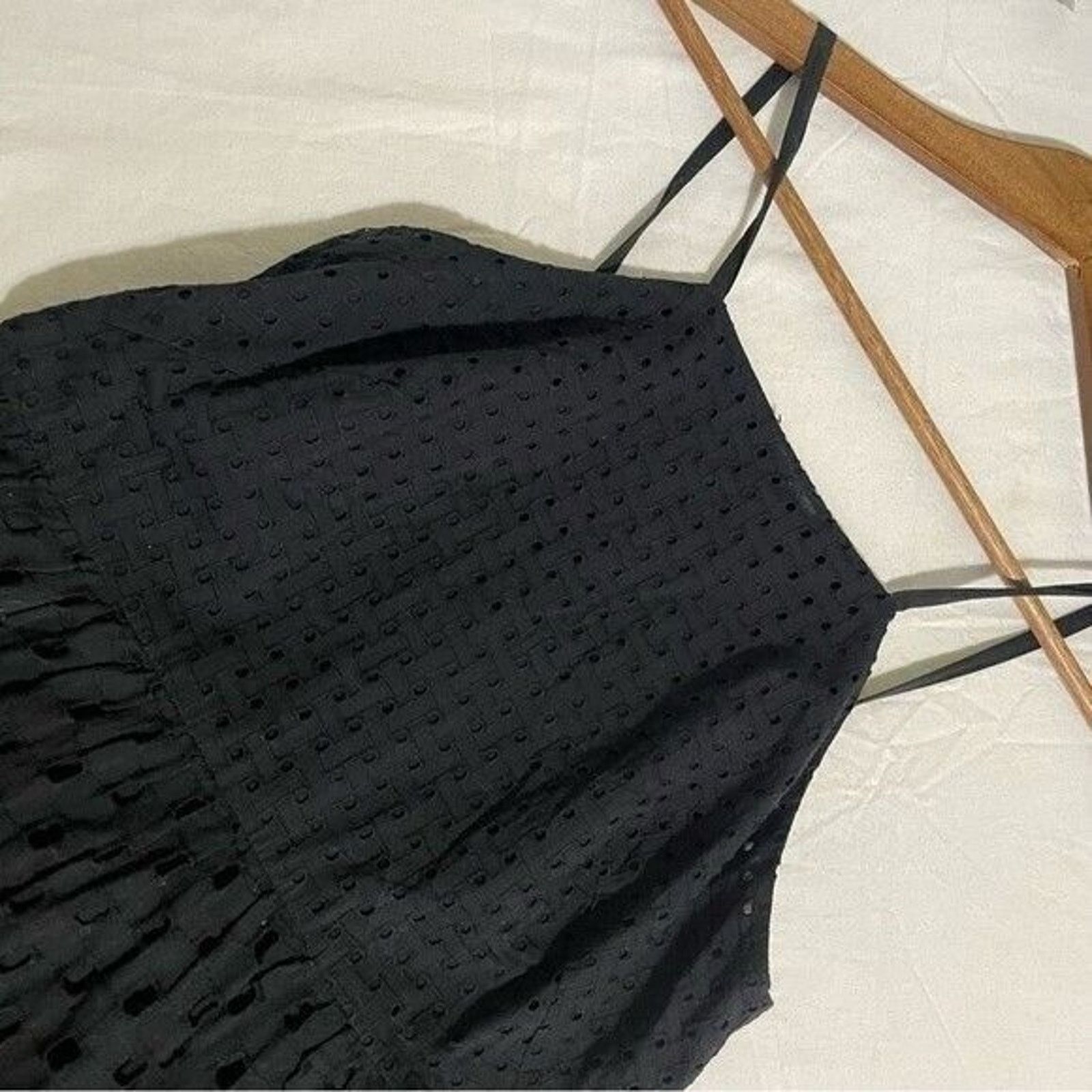 Loft Loft Black Eyelet Midi Dress 2 Petite Cotton Tiered Size XS / US 0-2 / IT 36-38 - 7 Thumbnail