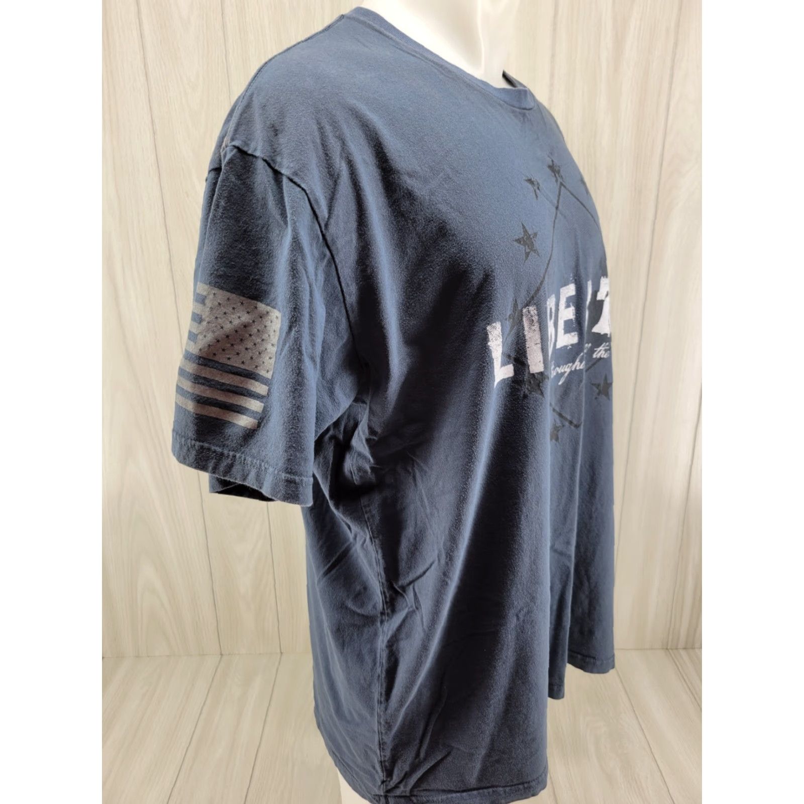 Vintage Grunt Style T Shirt Mens 2XL Blue LIBERTY THROUGHOUT Graphic Army Military Size US XXL / EU 58 / 5 - 3 Thumbnail