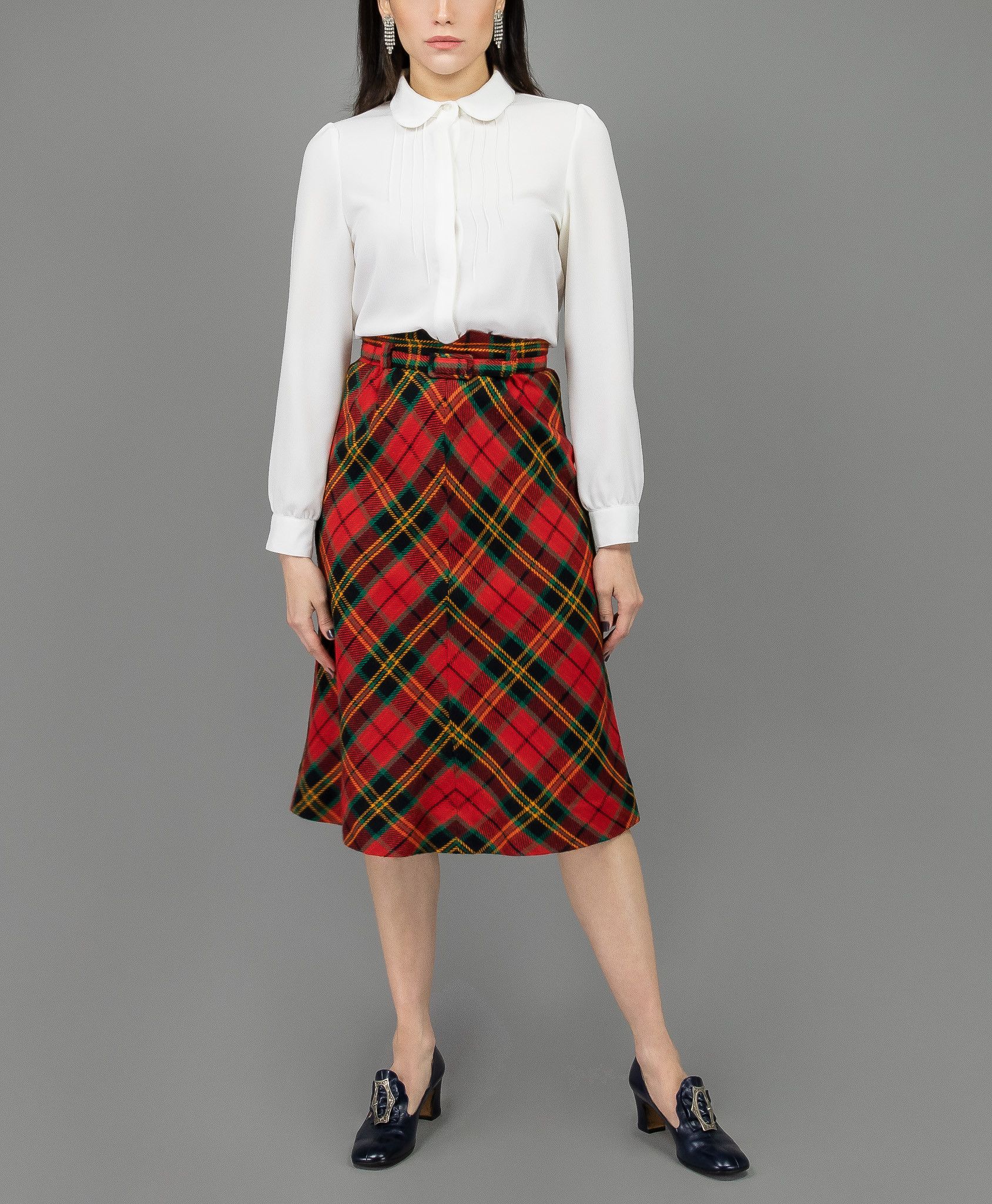 Vintage VintageTartan Plaid High Waisted A Line Midi Skirt Small Size 24" / US 00 / IT 34 - 2 Thumbnail