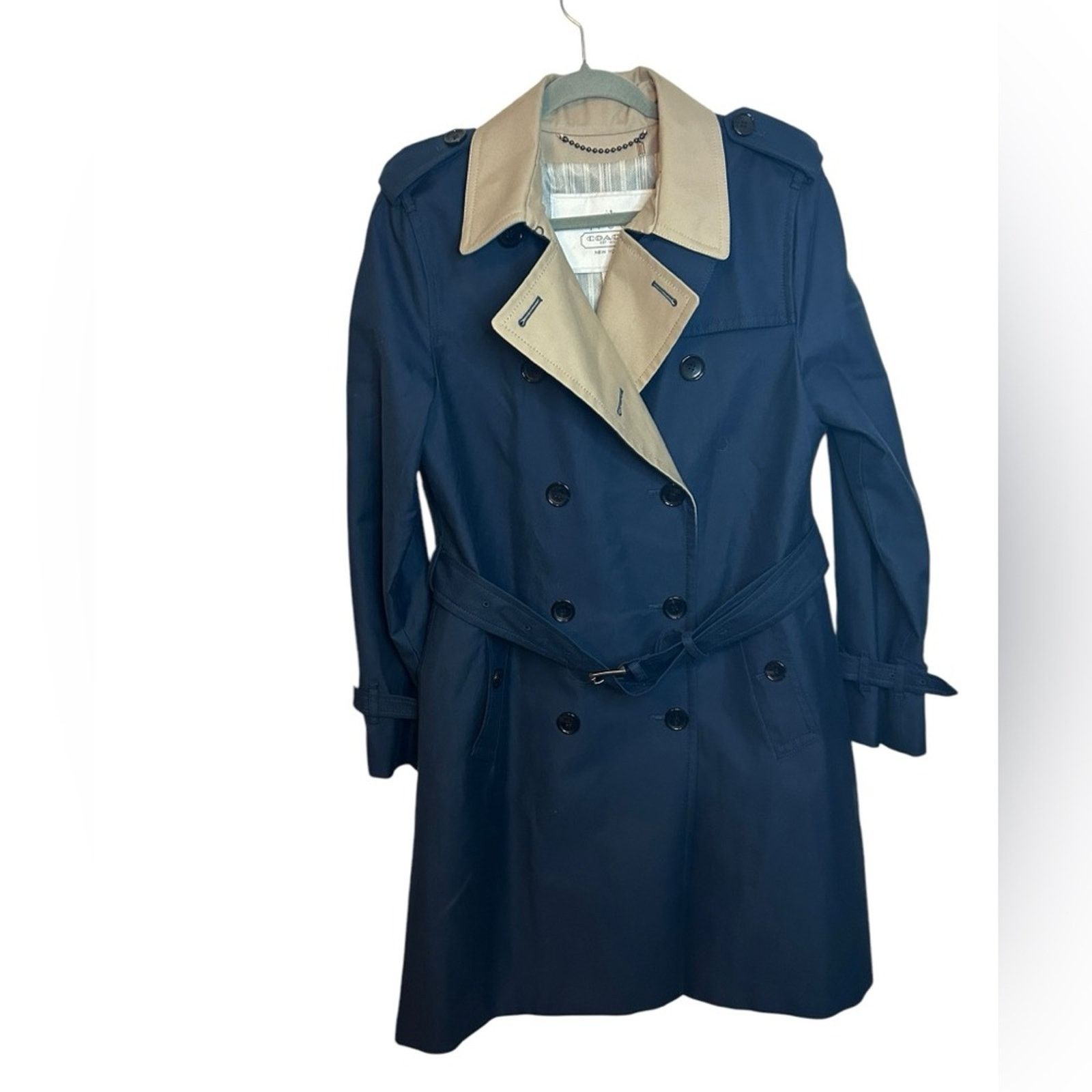 Coach Coach Navy Blue Double Breasted Trench Coat Size L / US 10 / IT 46 - 1 Thumbnail