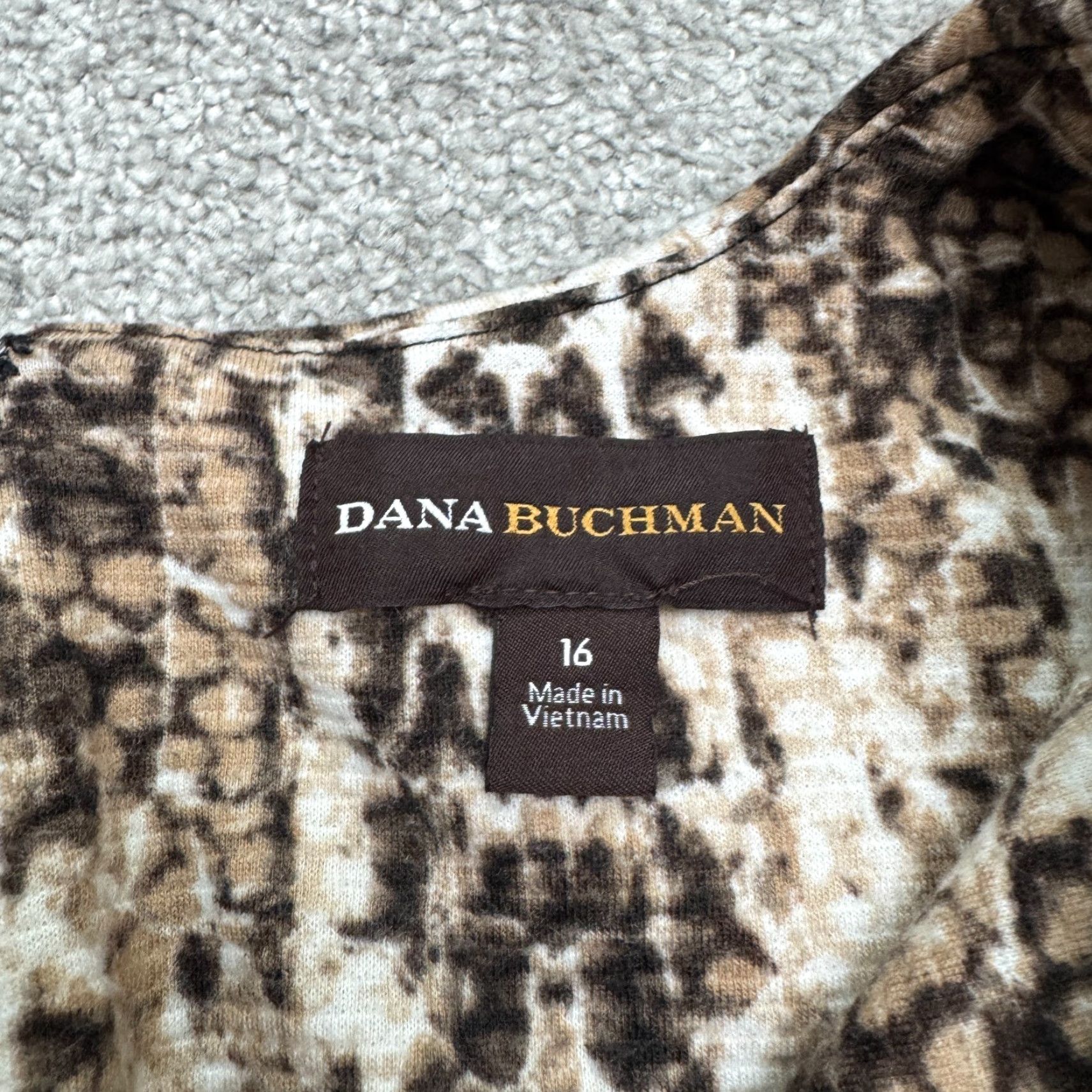 Vintage Dana Buchman Snakeskin Midi Shift Dress Womens 16 Brown Animal Print Sleeveless Dress Size XXL / US 16-18 / IT 52-54 - 5 Thumbnail