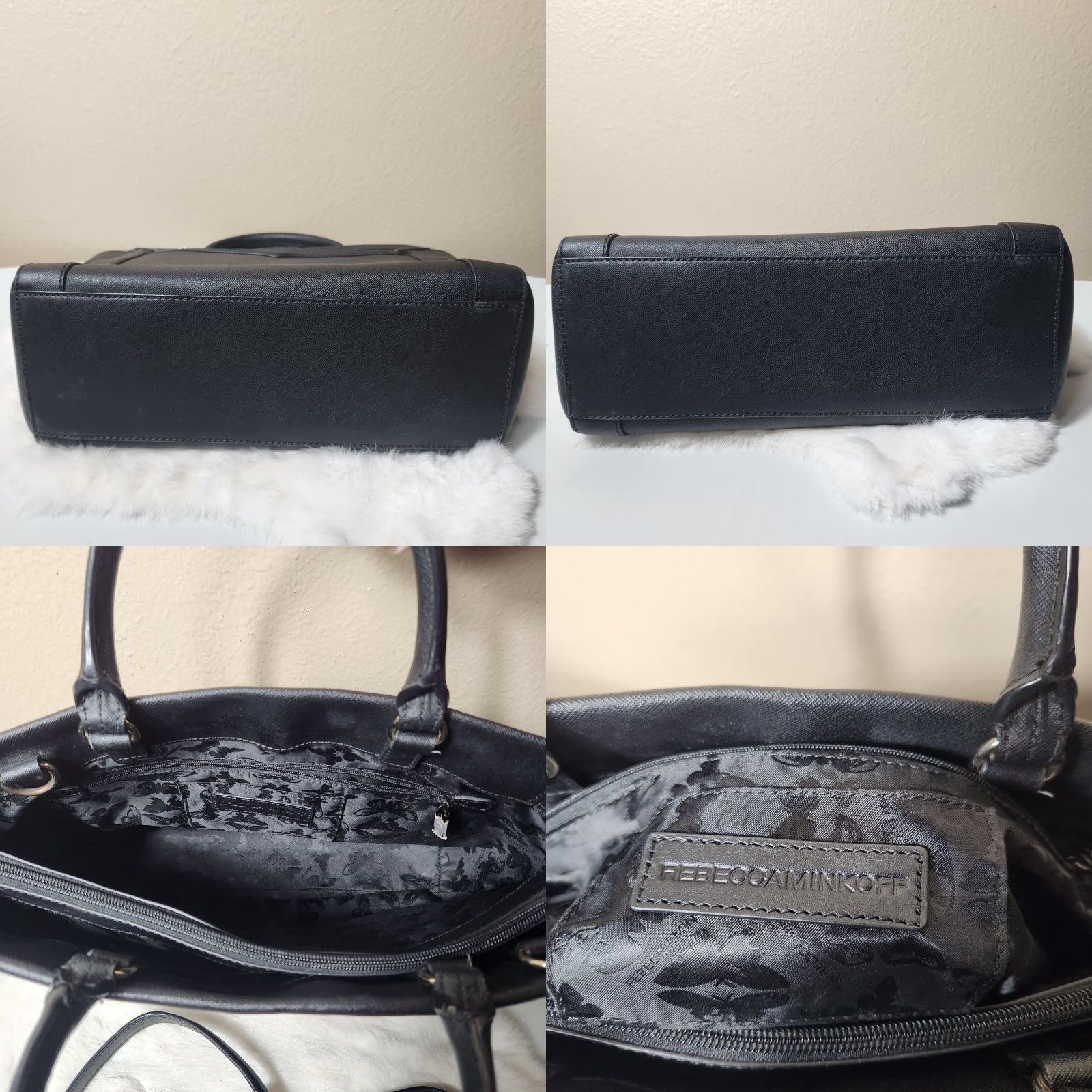 Rebecca Minkoff Rebecca Minkoff Monroe Black Saffiano Leather Purse Tote w/Crossbody Strap Size ONE SIZE - 8 Thumbnail