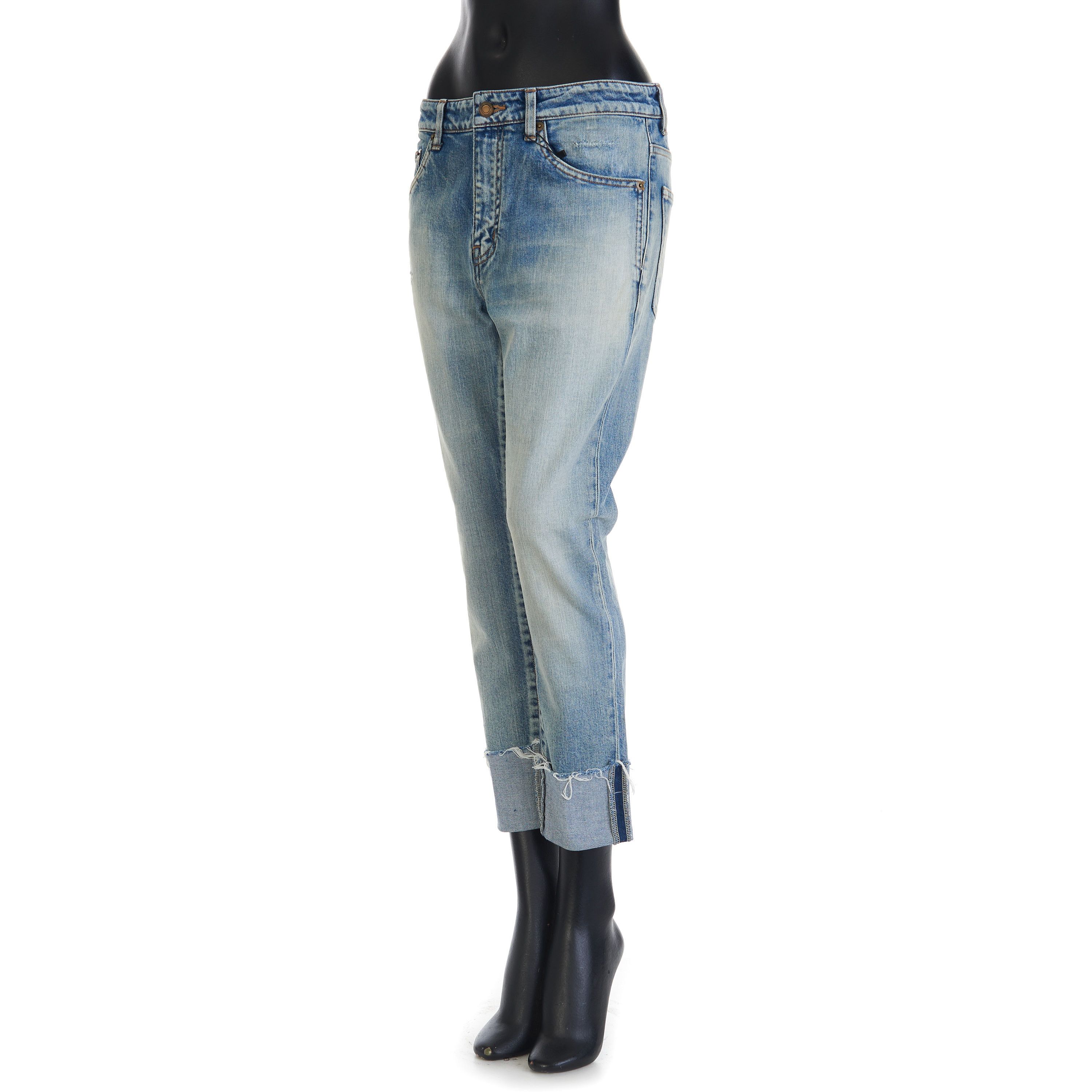 Saint Laurent Paris Skinny Mid-Waist Jeans In Santa Monica Blue Denim Size 29" - 2 Thumbnail