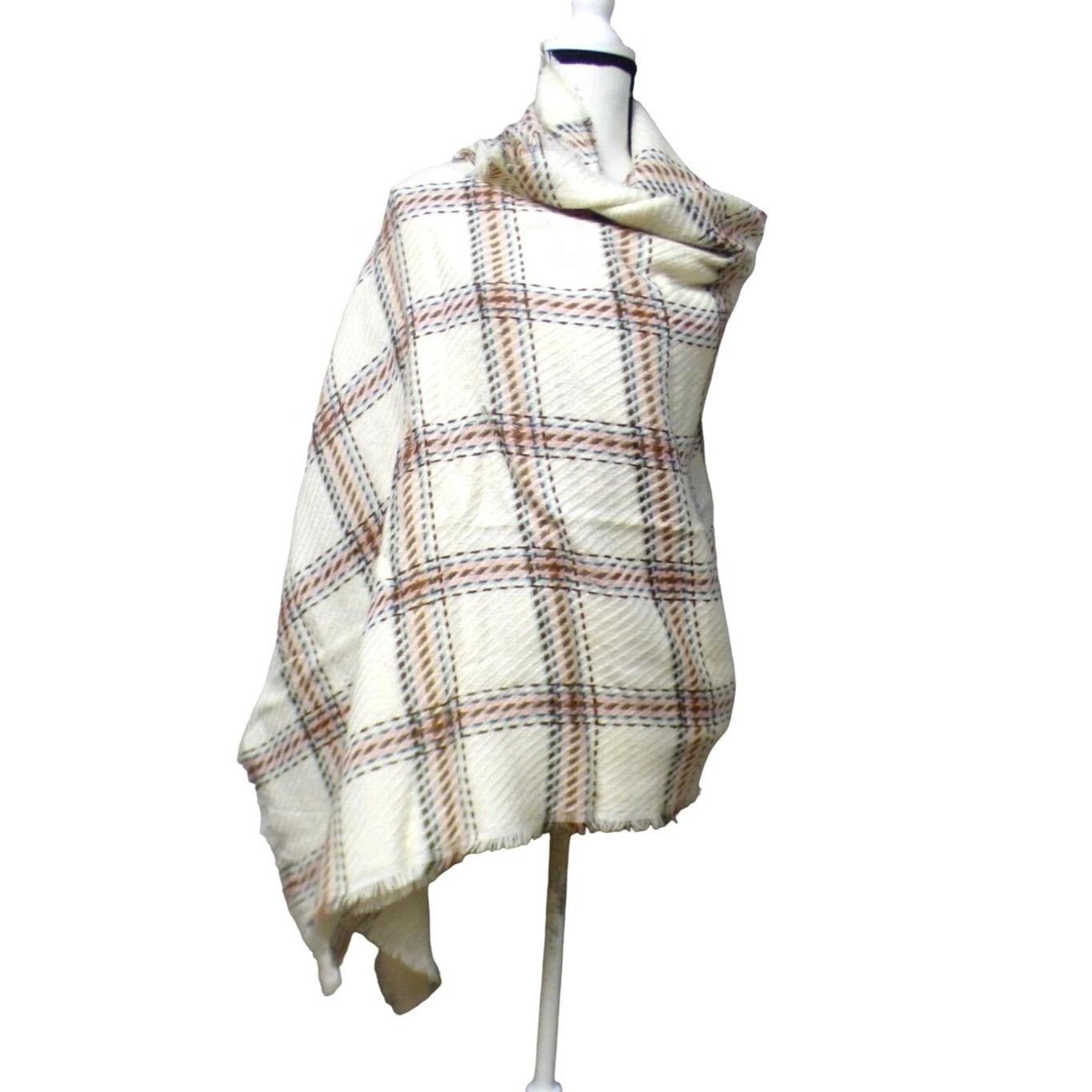 Other Cejon Heritage Plaid Blanket Scarf/ Wrap, 20”x76”, Ivory Size ONE SIZE - 4 Thumbnail