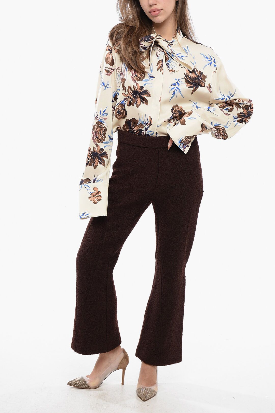 Jil Sander og1mm1225 Bouclé Wool Cropped Pant in Brown Size 26" / US 2 / IT 38 - 4 Thumbnail