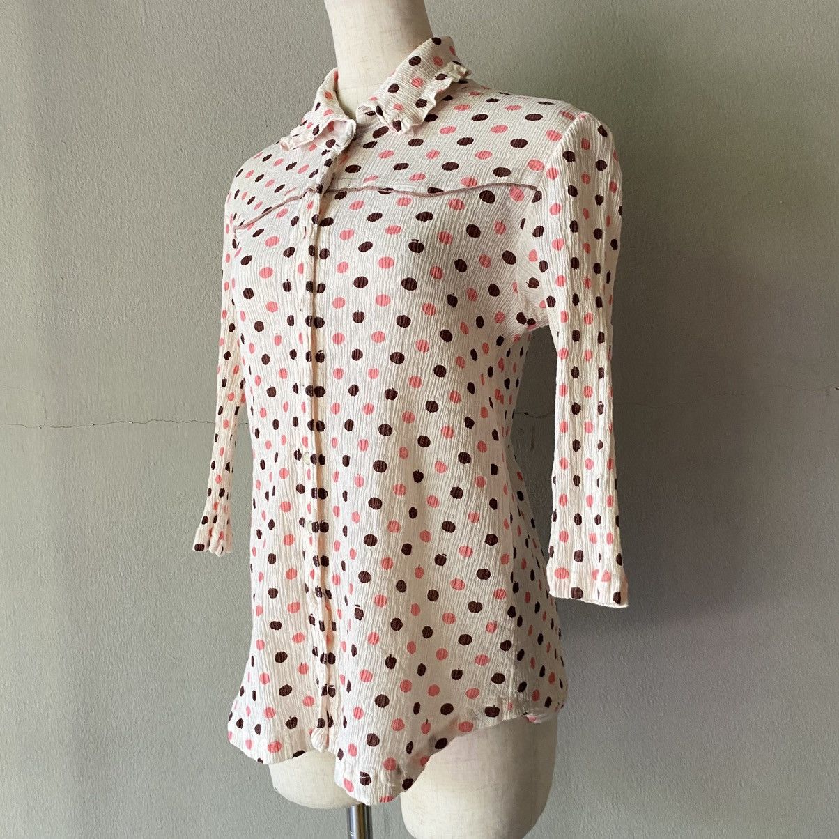 Tsumori Chisato Tsumori Chisato Pink Red Polka Dot Long Sleeve Shirt Size XS / US 0-2 / IT 36-38 - 2 Thumbnail