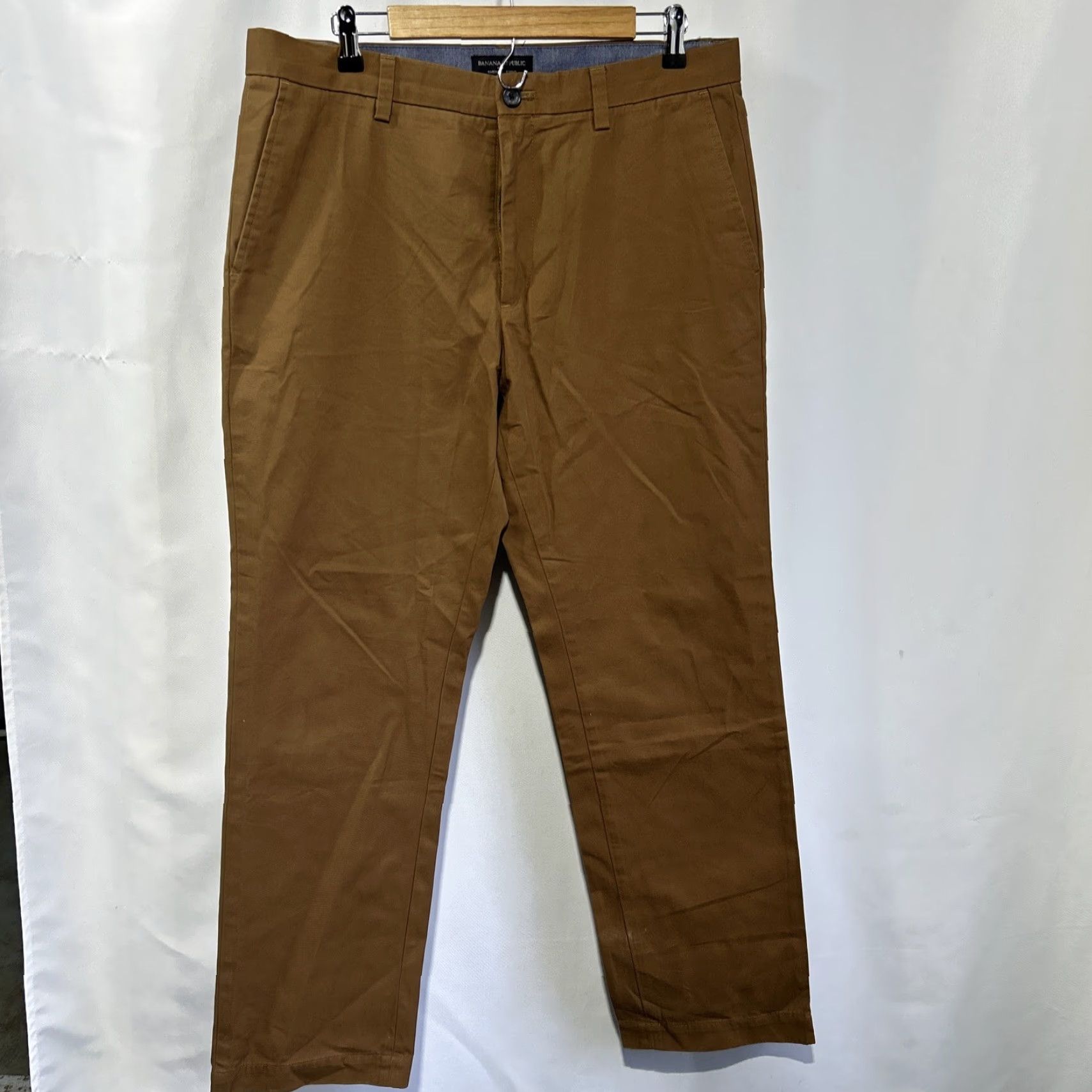 Banana Republic Banana Republic Emerson Chino Pants Mens 35x32 Rich Ginger Cotton Straight Leg Brown 5-Pocket Design Casual Travel Modern Reg Mens Size US 35 - 2 Thumbnail
