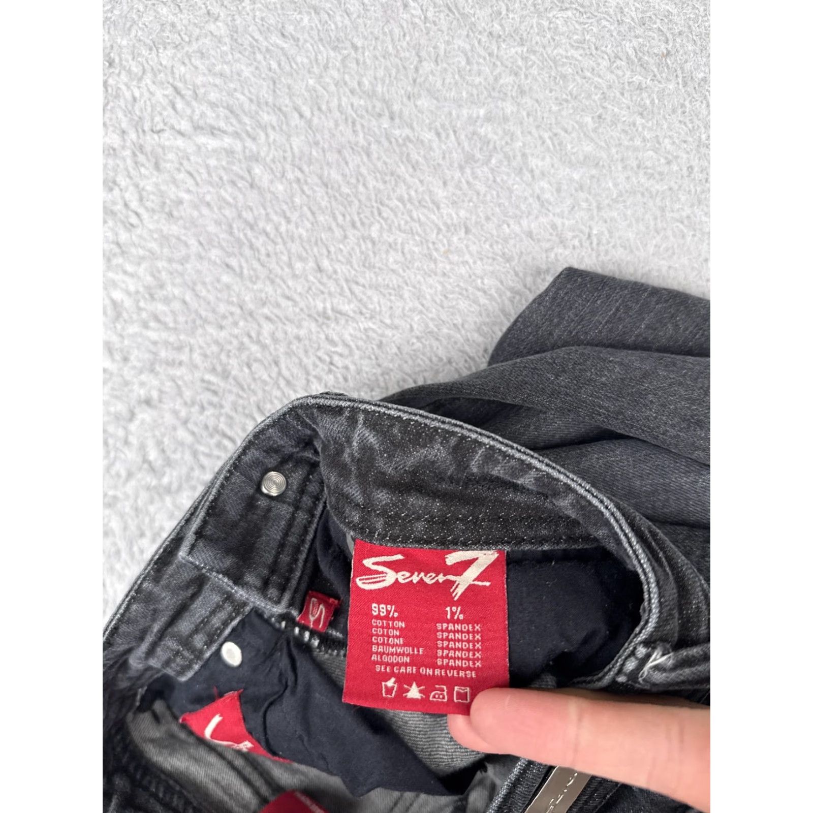 Vintage Seven7 Jeans Women 24 Black Gray Straight Leg Denim Pockets Sequin 24x33 Size 42" / US 20 - 7 Thumbnail