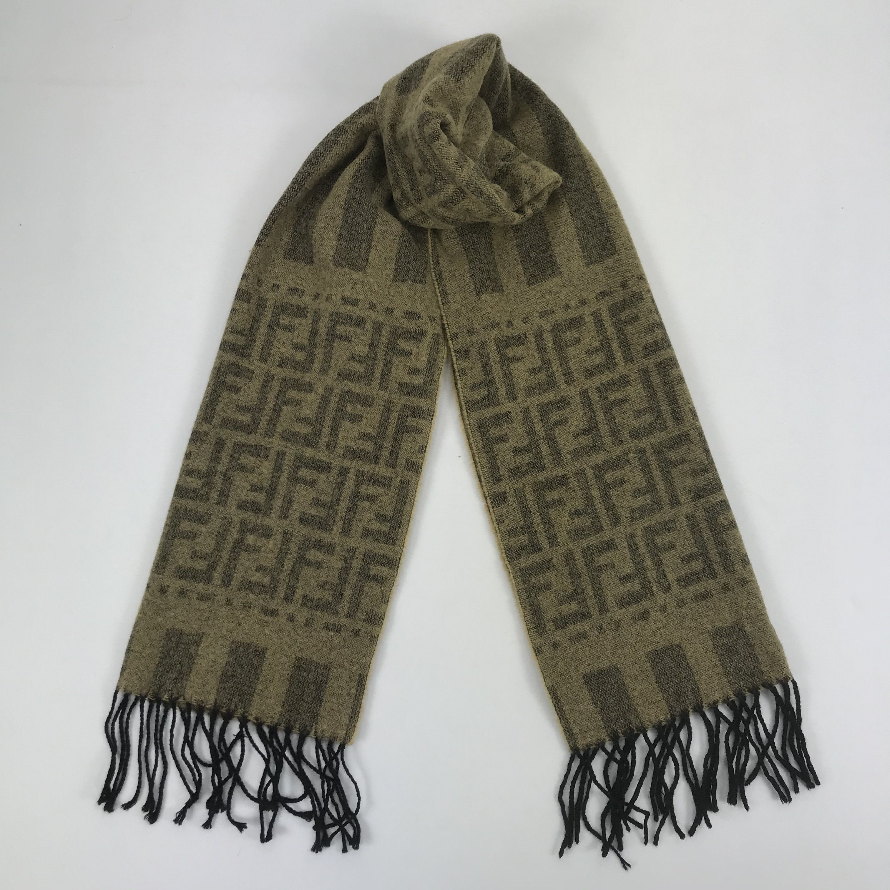 Fendi Vintage 90s Fendi Scarf Muffler FF Monogram Wool Scarves Size ONE SIZE - 1 Thumbnail