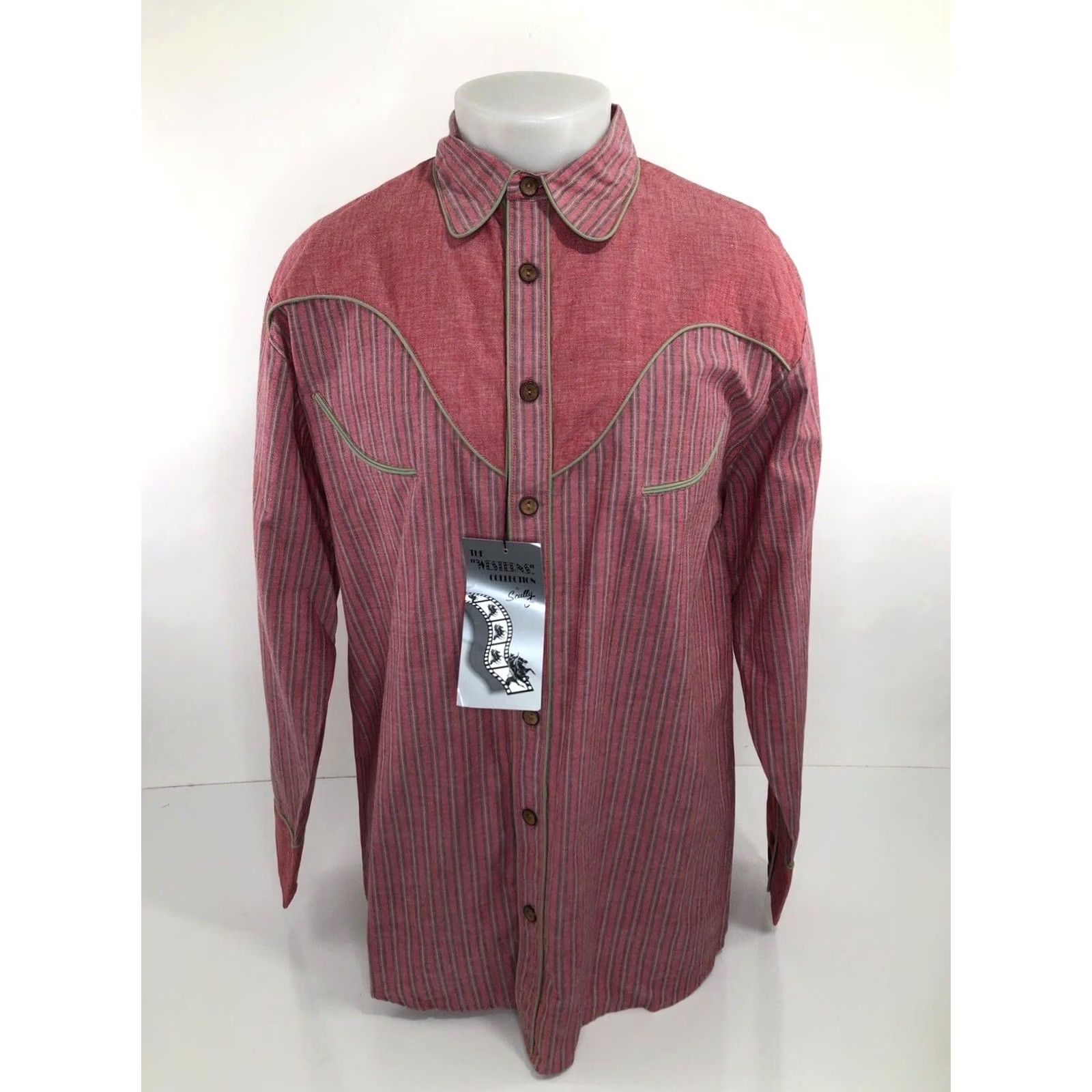 Scully Scully Western Shirt M Striped Button-Up Long Sleeve Vintage CORRIGAN NEW w TAG Mens Pink / Green / Blue Size US M / EU 48-50 / 2 - 2 Thumbnail