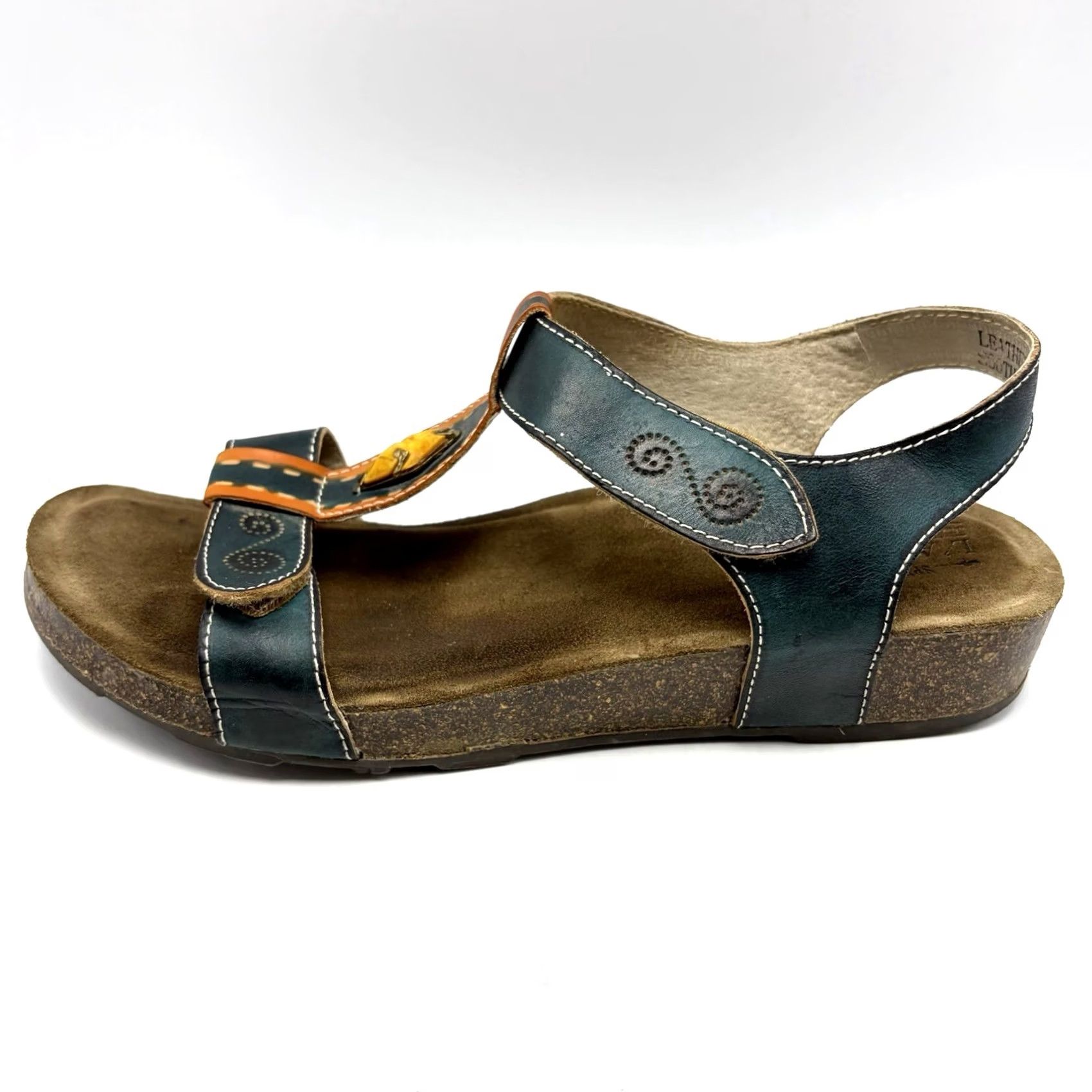 Vintage L'Artiste Sandals Womens Red Spring Step Women Leather Wedge Green Comfort Casual Size US 8 / IT 38 - 4 Thumbnail