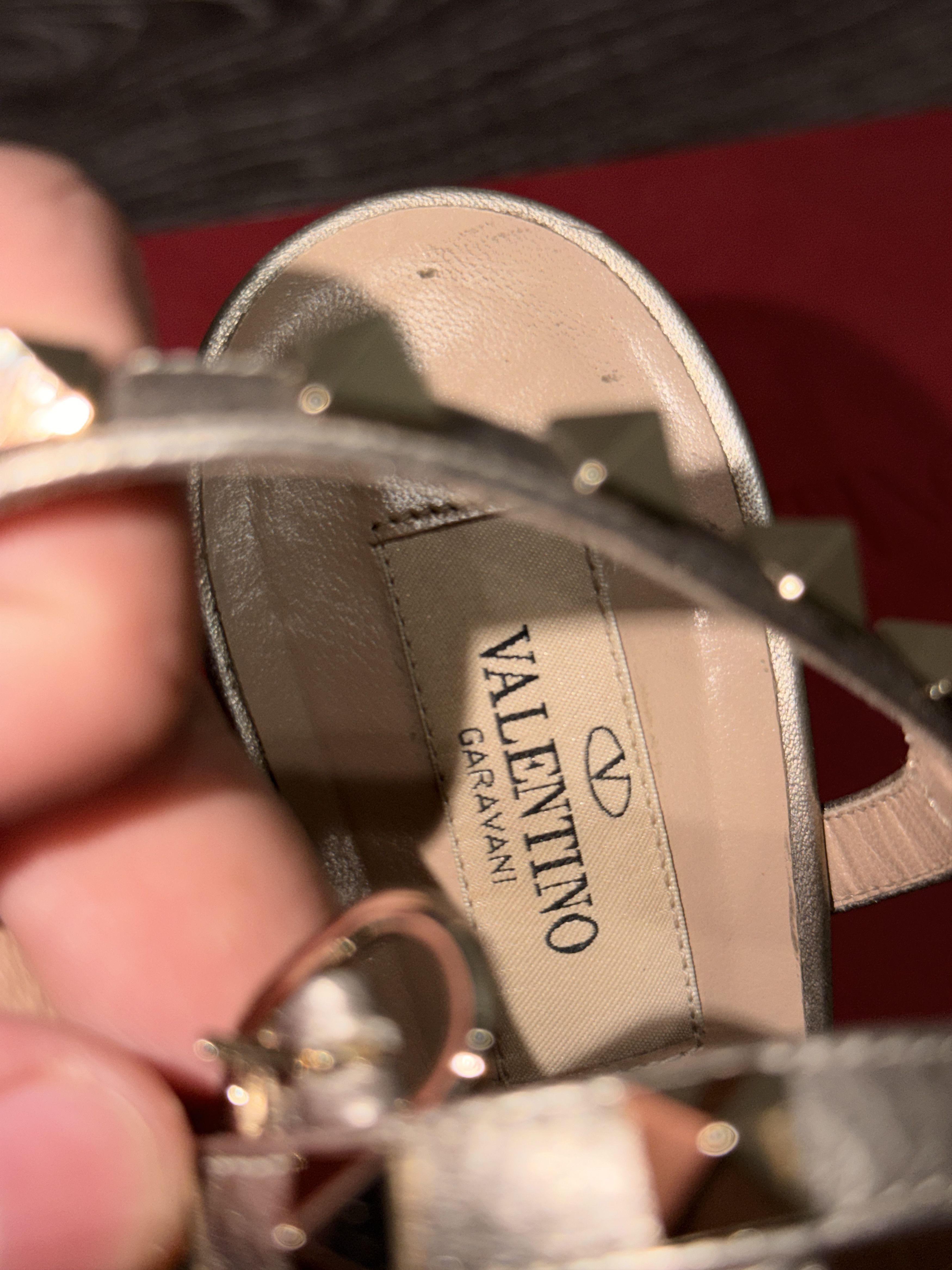 Valentino Metallic Calfskin Rockstud City Sandals Size US 7 / IT 37 - 2 Thumbnail